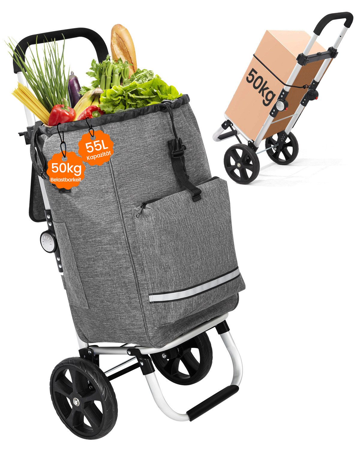 HOMECALL Einkaufstrolley klappbar Einkaufswagen 3 in 1 Shopping Trolley Mit günstig online kaufen