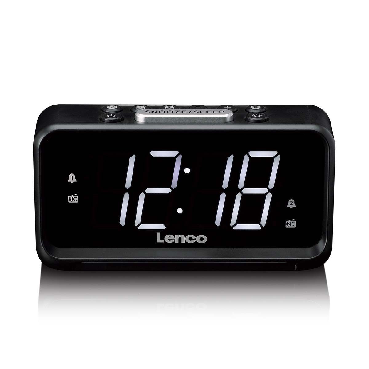 Lenco Radiowecker CR-28BK FM-Radio, Dual-Alarm, Schlummerfunktion, Nachtlicht, Sleep-Timer