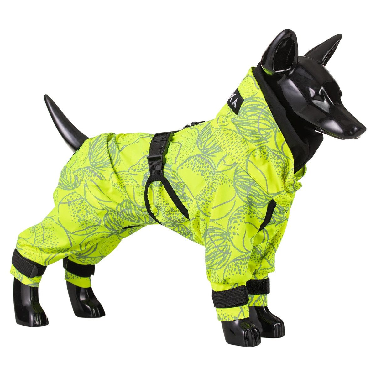 PAIKKA Hundeoverall Hunde Regen Overall Neon leicht & reflektierend "Rain Suit neon gelb