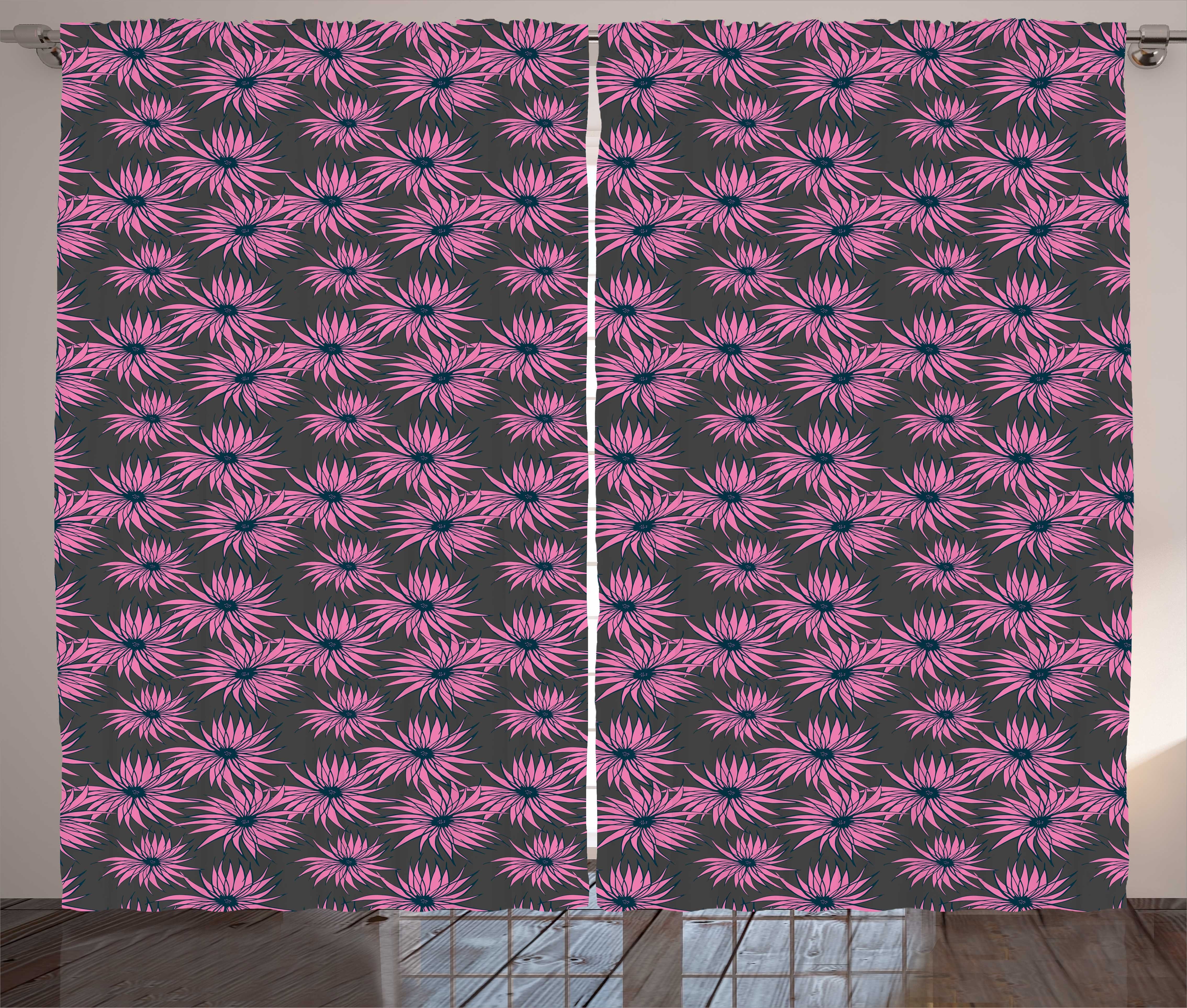 Gardine Schlafzimmer Haken, mit Schlaufen Botanical Kräuselband Blumen Vorhang und Elements Abakuhaus