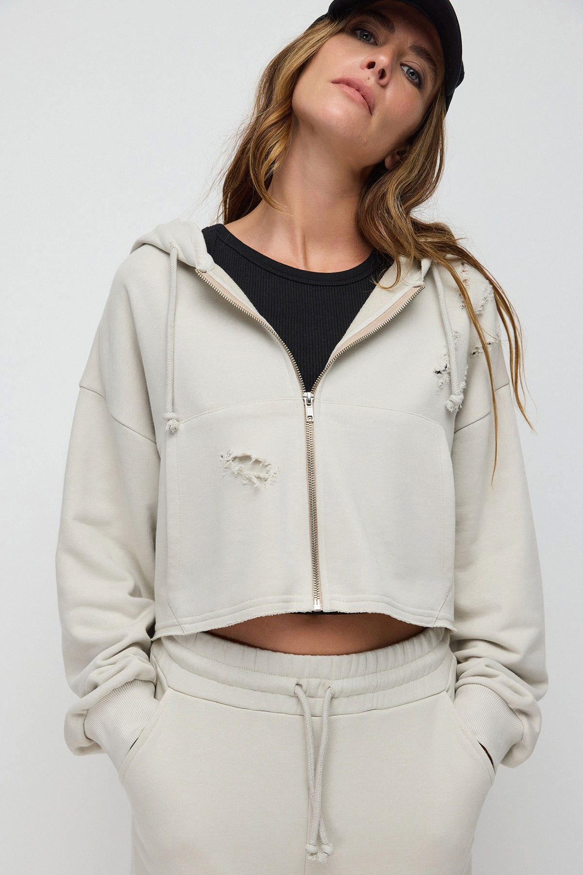 Kapuzensweatshirt Kapuzen-Crop-Sweatshirt