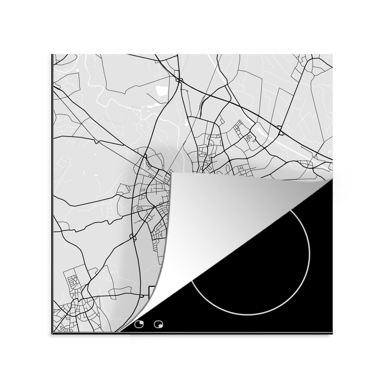 Vinyl, cm, Herdblende-/Abdeckplatte Rheine - Arbeitsplatte Deutschland 78x78 Karte, (1 - tlg), küche Ceranfeldabdeckung, - für - Karte MuchoWow Stadtplan