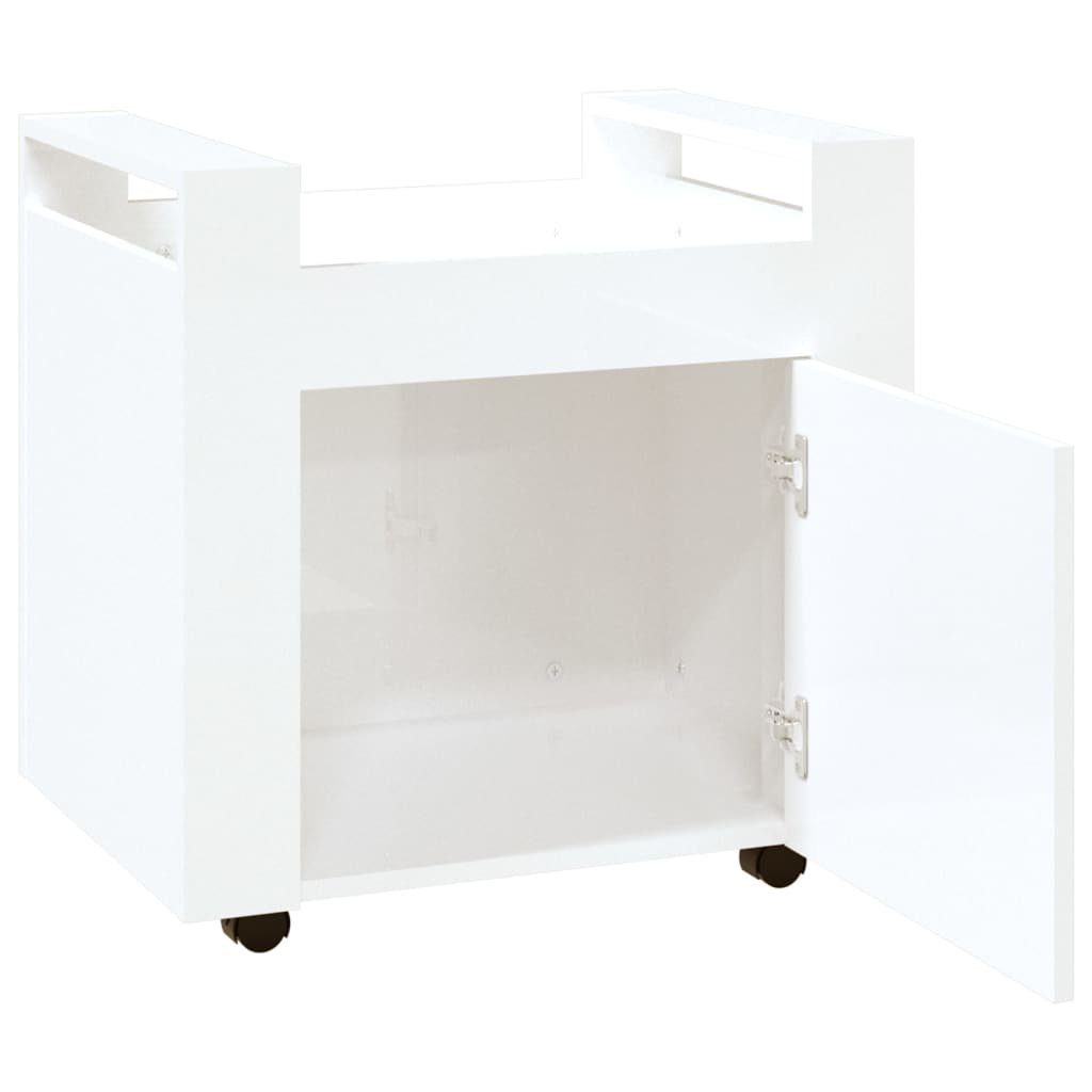 vidaXL Schreibtisch Rollcontainer Bürowagen cm Hochglanz-Weiß Holzwerkstoff 60x45x60