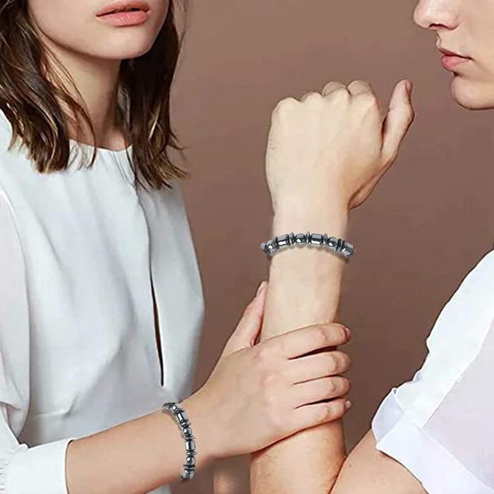 Mmgoqqt Charm-Armband Armband Mode-Magnetarmband Herren-Frauen-Unisex-Schwarzstein-Armband Gesundheitswesen-Magnetfeld-Therapie-Armband tolles Geschenk