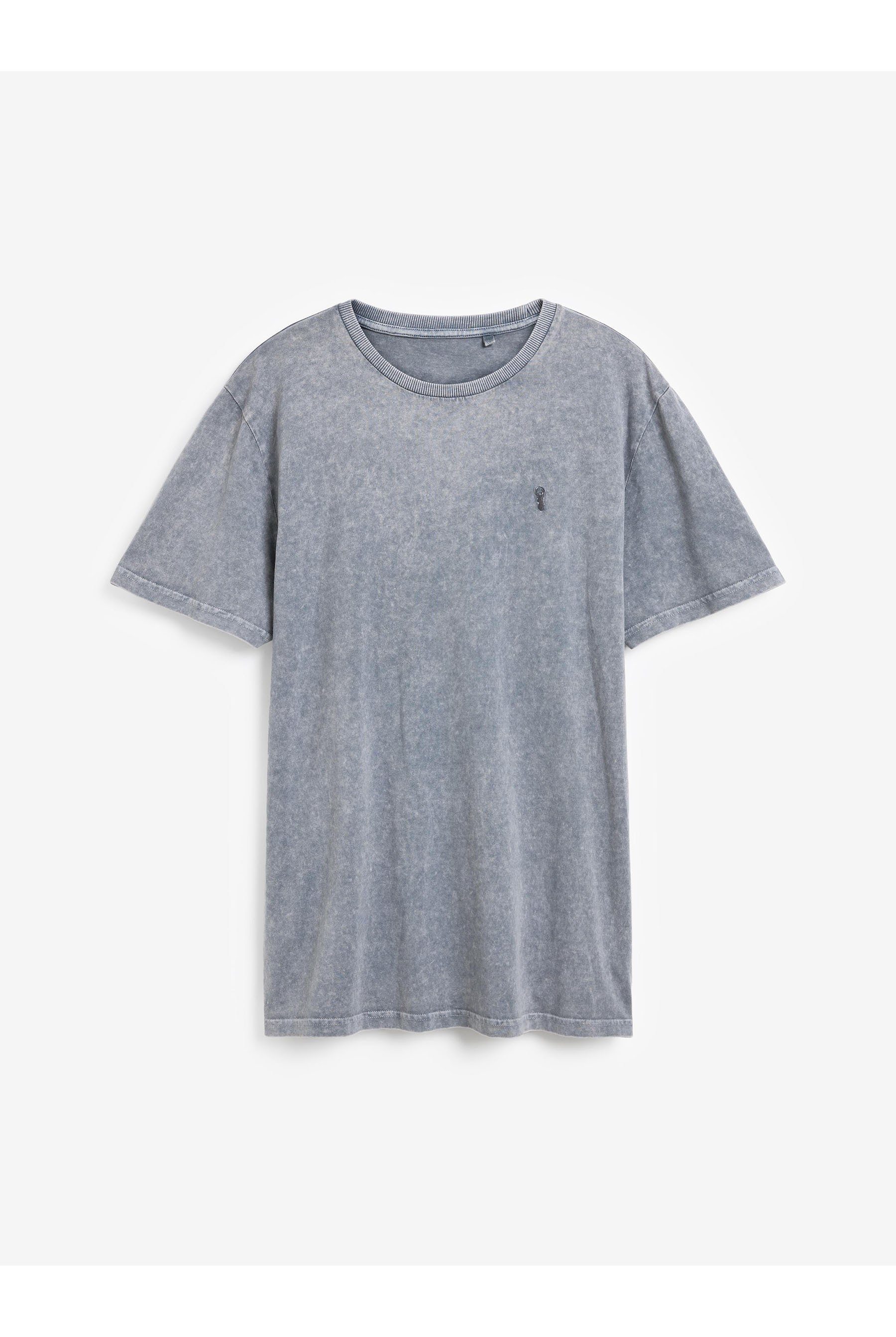 Next T-Shirt (1-tlg) Light Grey Acid Wash
