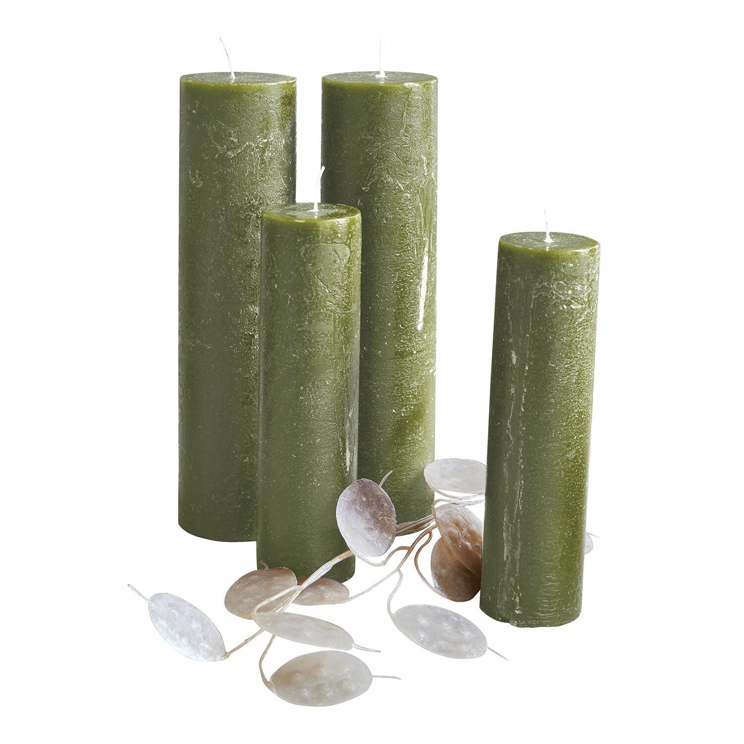 Mirabeau Stumpenkerze Kerze 4er Set Avinal grün (4er Set, 4er Set), none
