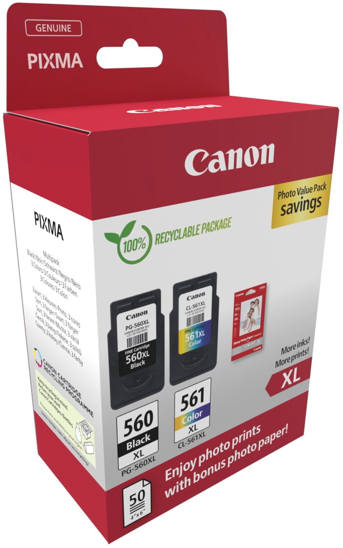 Thumbnail - Canon 2 Druckerpatronen Tinte PG-560 XL BK / CL-561 XL tri-color Photo Value Tintenpatrone