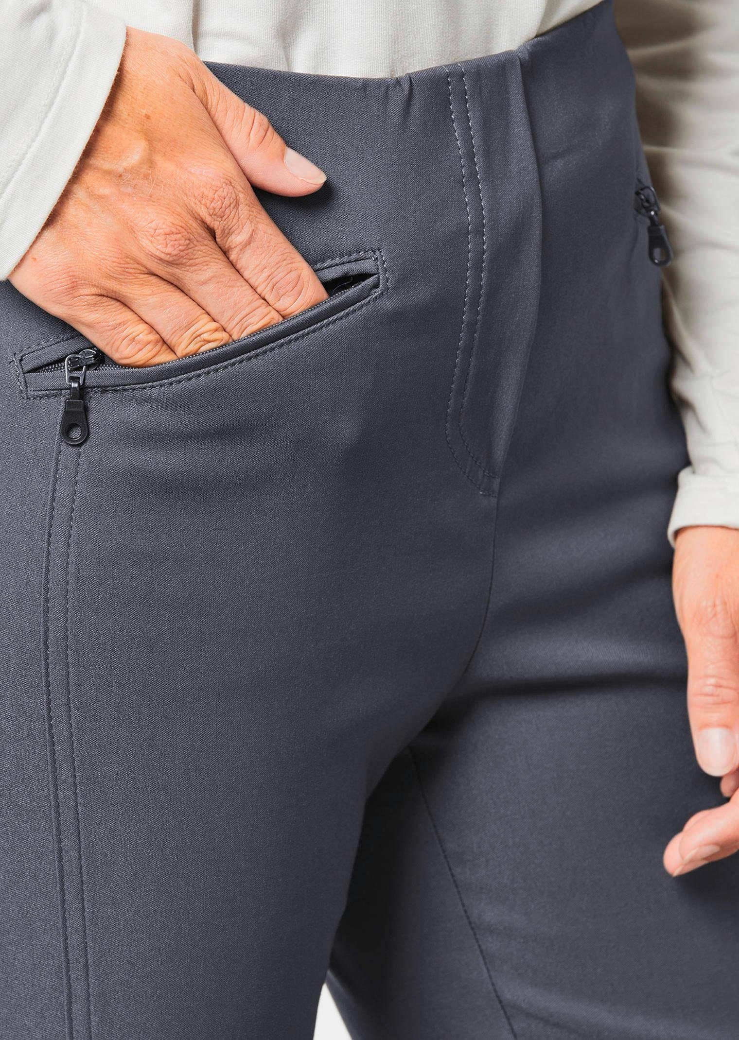 GOLDNER Stoffhose Kurzgröße: Elegante Stretchhose mit Schlupfbund Viskosehose mit Taschen, Teilungsnähten und Knöchellänge