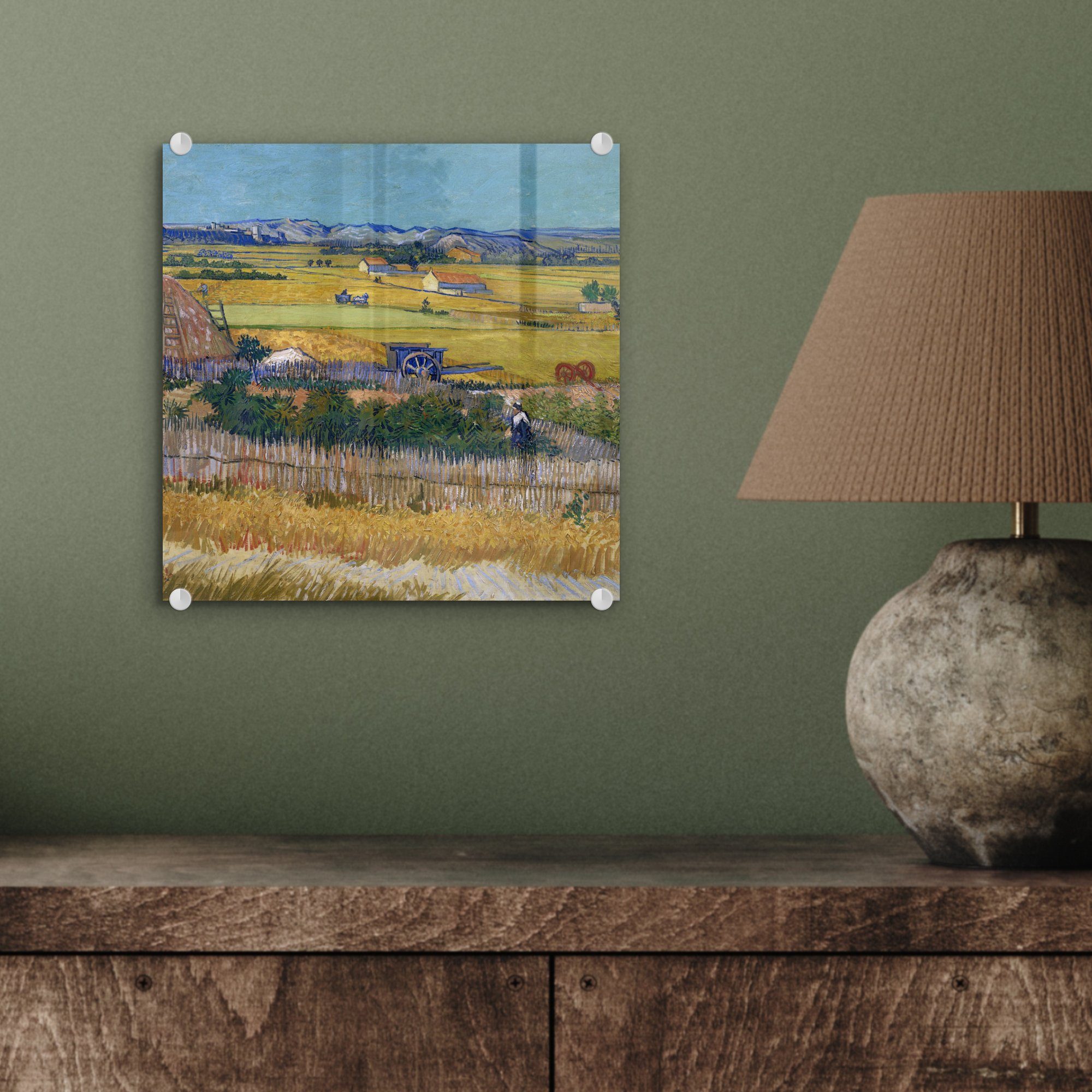 van Gemälde auf - auf - St), (1 von Die Ernte Foto Wanddekoration Glas - Wandbild Glasbilder Gogh, Vincent Bilder - MuchoWow Acrylglasbild Glas