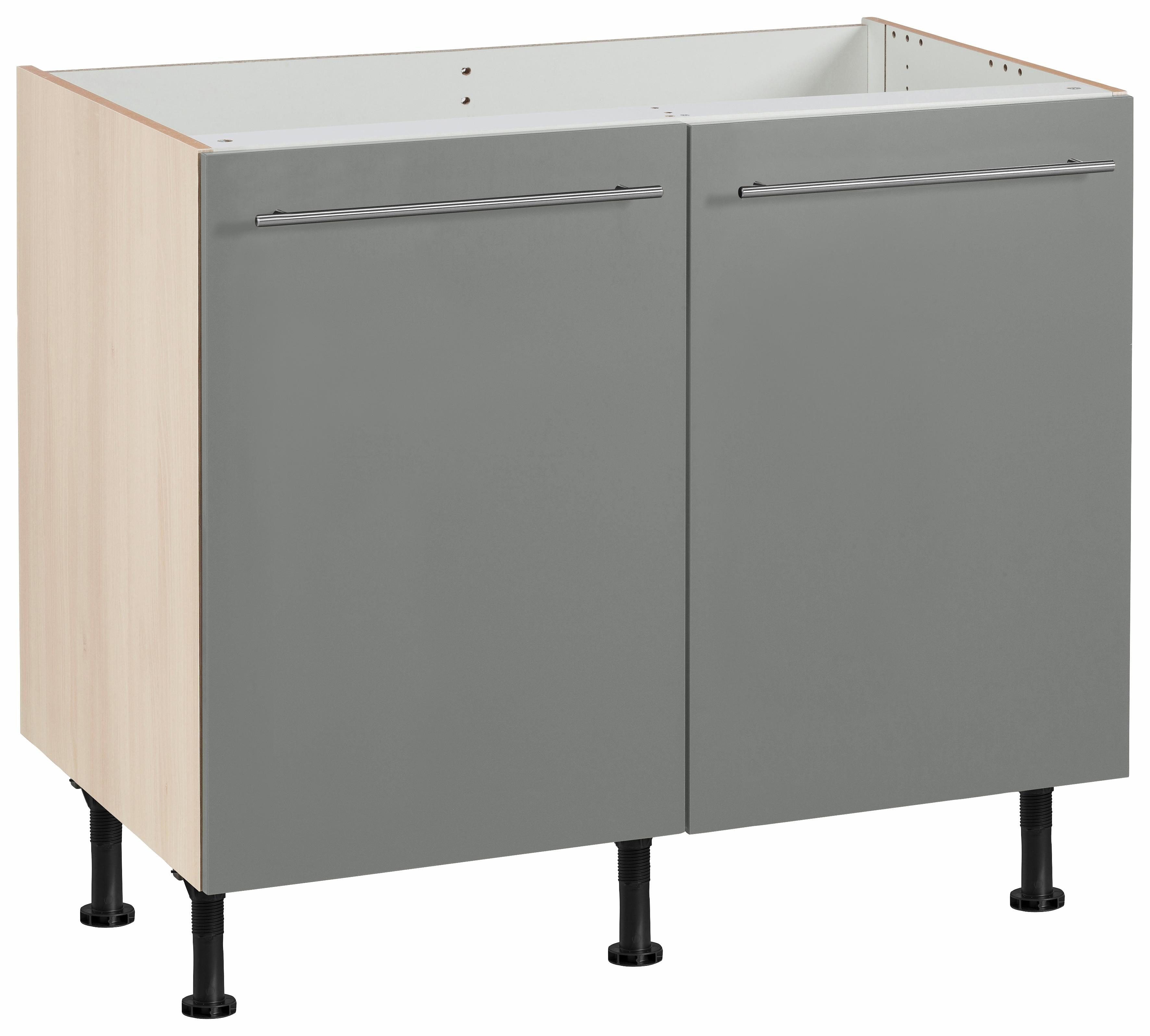 OPTIFIT Spülenschrank Bern 100 cm breit, mit 2 Türen, höhenverstellbare Füße, mit Metallgriffen
