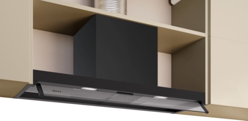 NEFF Flachschirmhaube D95XCC2S0, Designhaube 90 cm, Abluft oder Umluft, Mattschwarz, EEK: B Serie N 50 D95XCC2S0, Designhaube 90 cm, Abluft oder Umluft, Mattschwarz, EEK: B