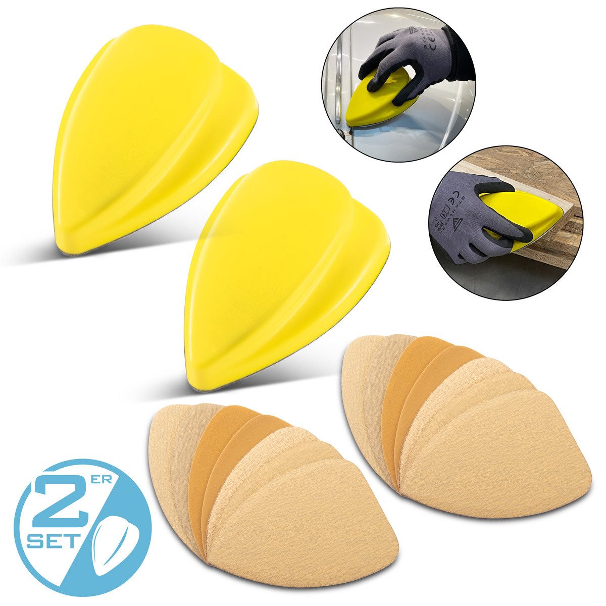 STAHLWERK Schleifdreieck Handschleifblock 2er Set, (Packung, 2 St., Set)