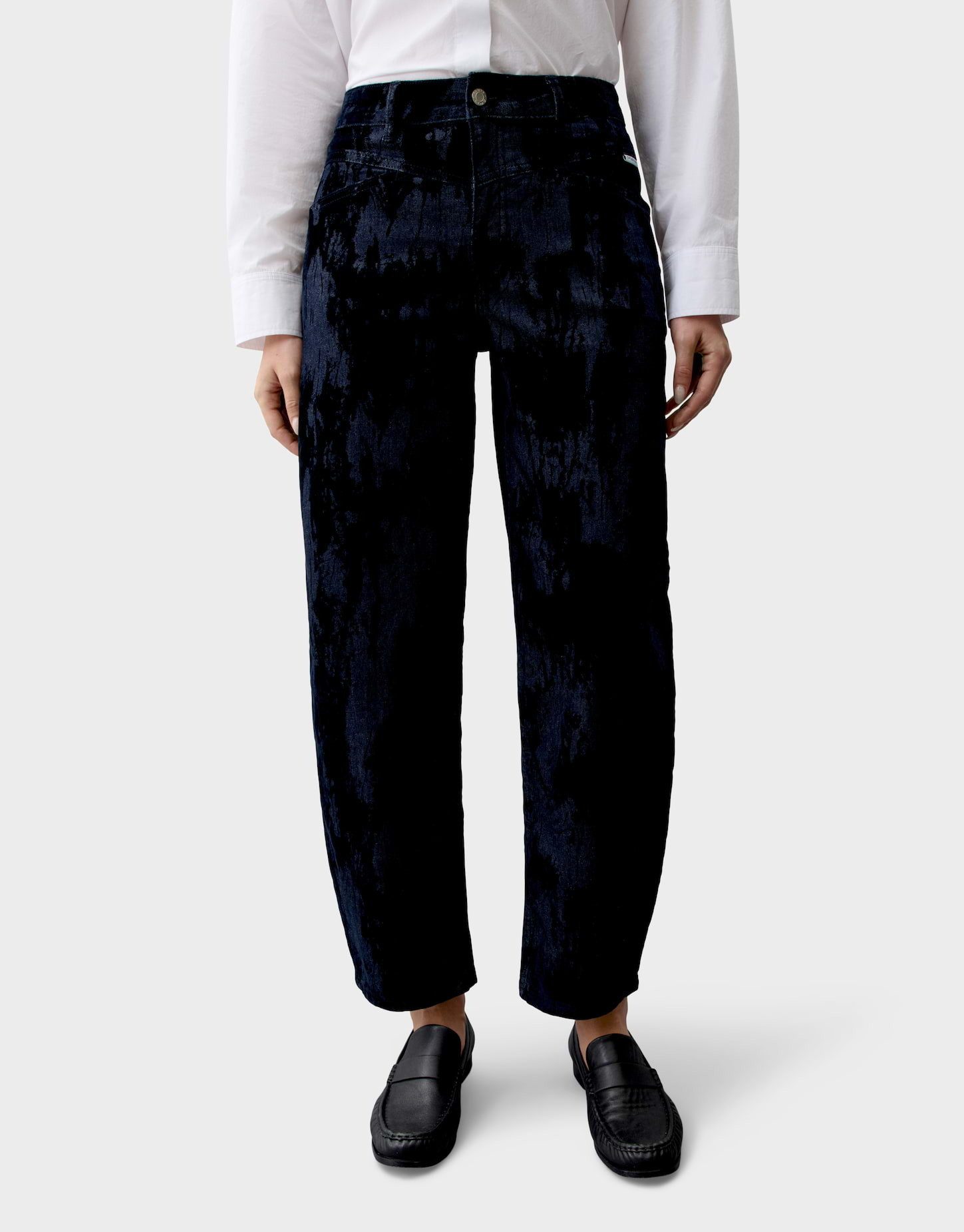 OPUS PANTS Relax-fit-Jeans mit Ausbrenner Effekt Mid Rise Ovale Beinform mit samtigem Griff und schrägen Eingrifftaschen