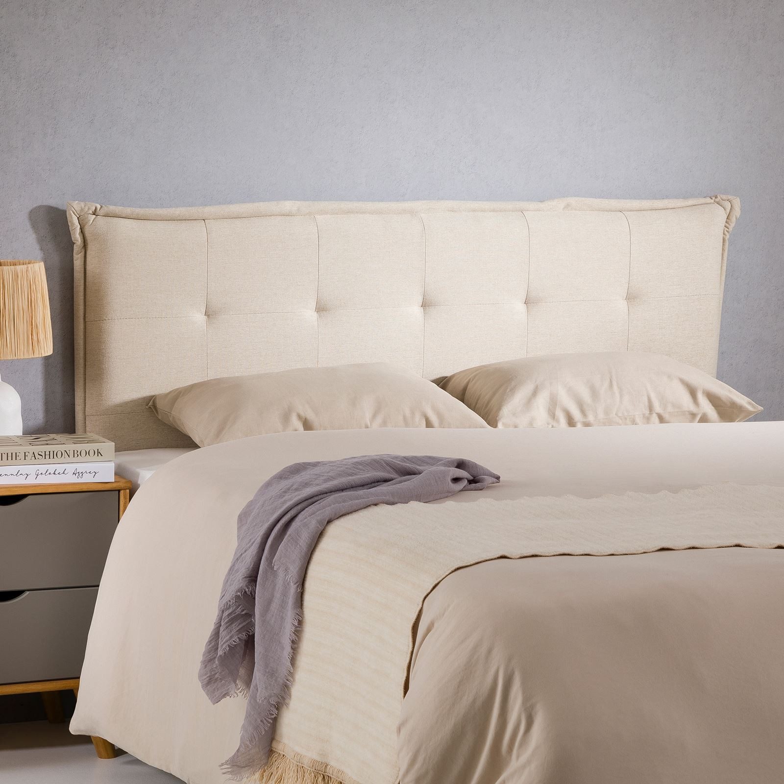 IDIMEX Kopfteil EBEYA, Bettkopfteil 120cm, Headboard, Kopfteil gesteppt mit Stoffbezug beige