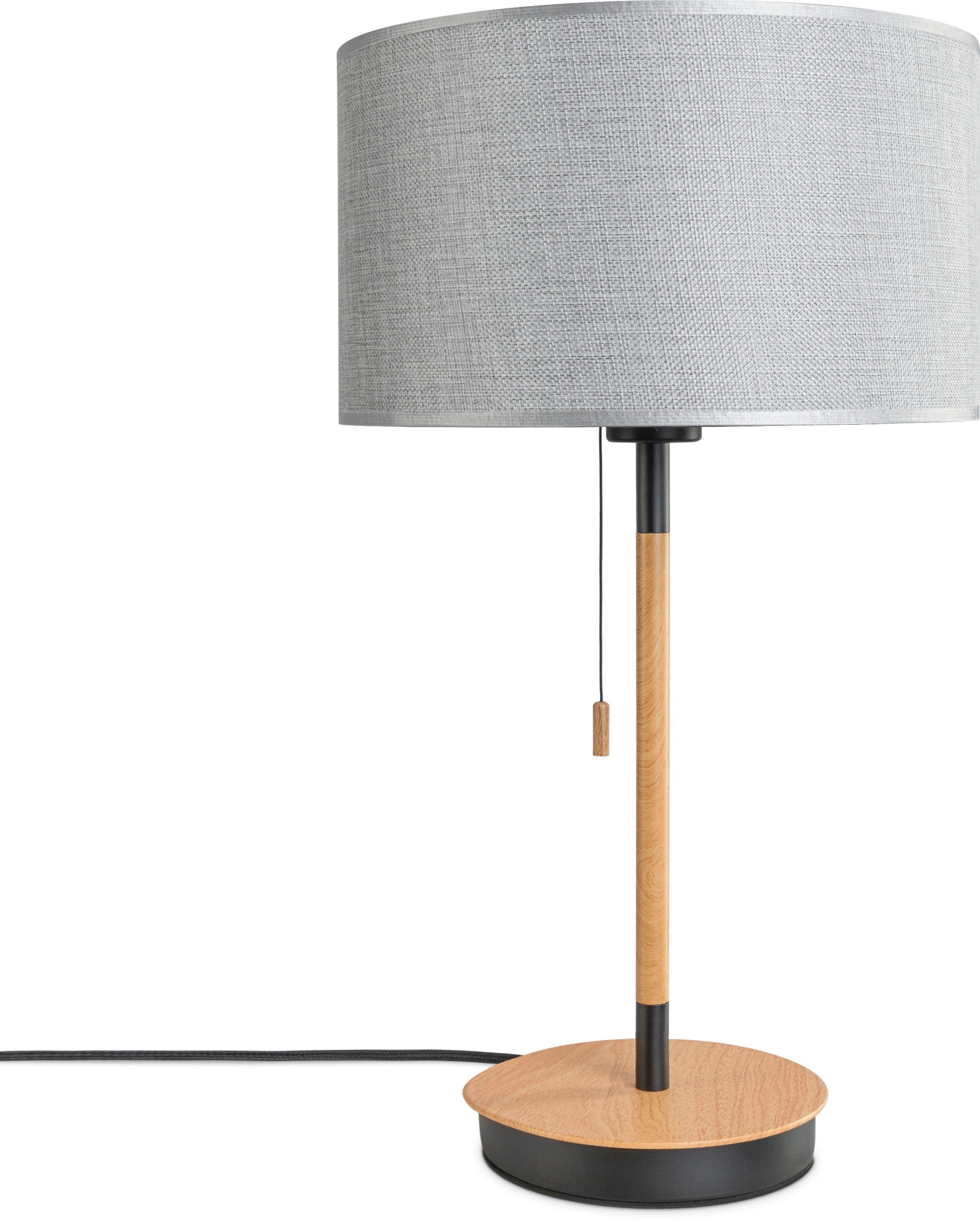 Paco Home Tischleuchte EKO CANVAS UNI COLOR, ohne Leuchtmittel, Nacht Mit Schalter Stofflampe Vintage Skandinavisch