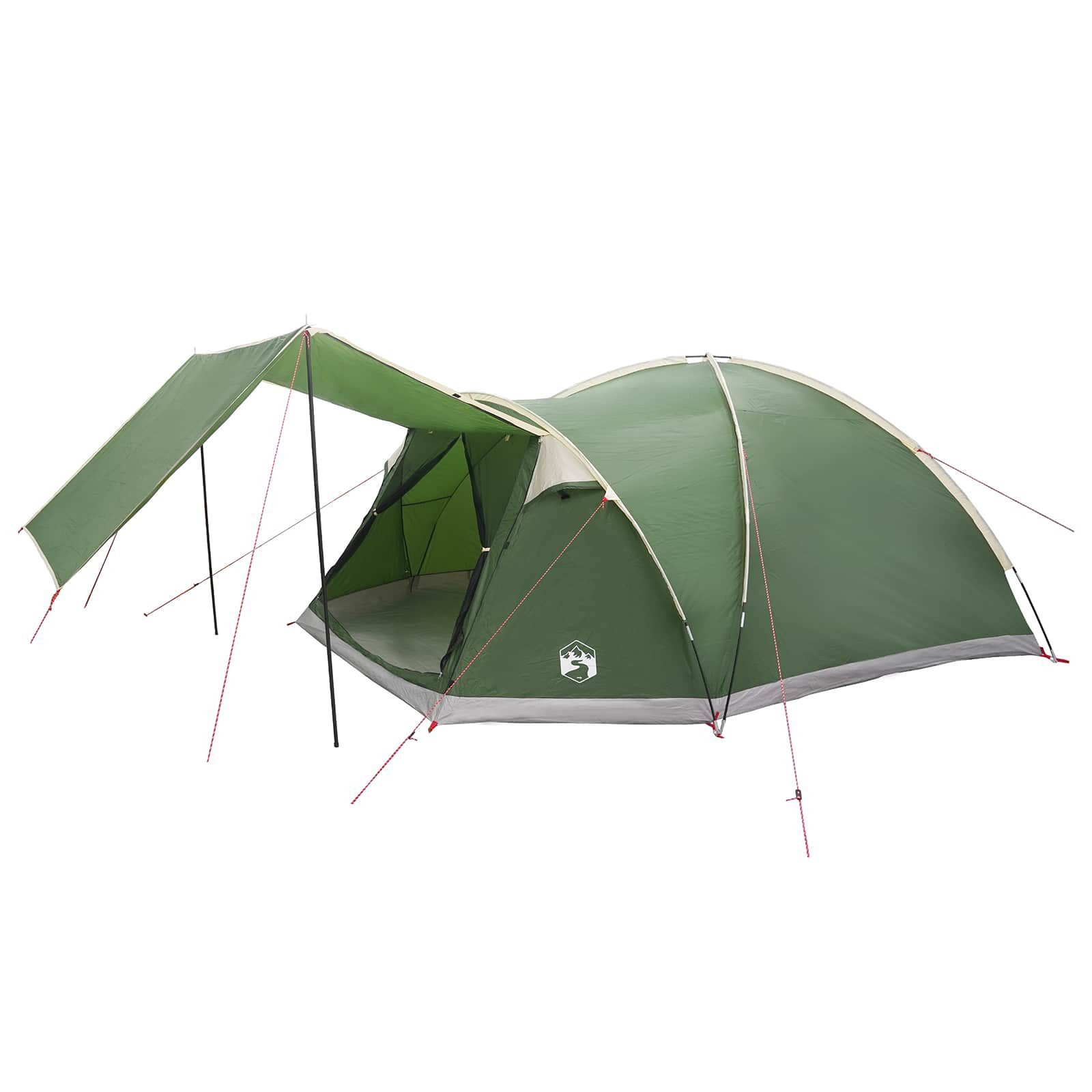 vidaXL Kuppelzelt 8-Personen Hütten-Zelt mit Dach Grün 8-Personen Polyester und Stahl