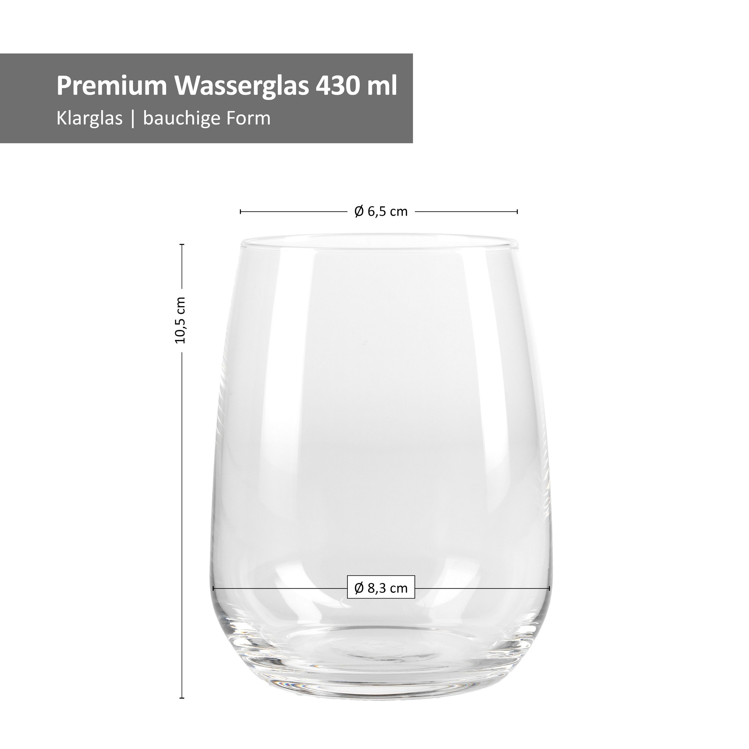 42cl, Set 6er Glas Frizzante Glas Premium Wasserglas Aqua Bormioli Rocco