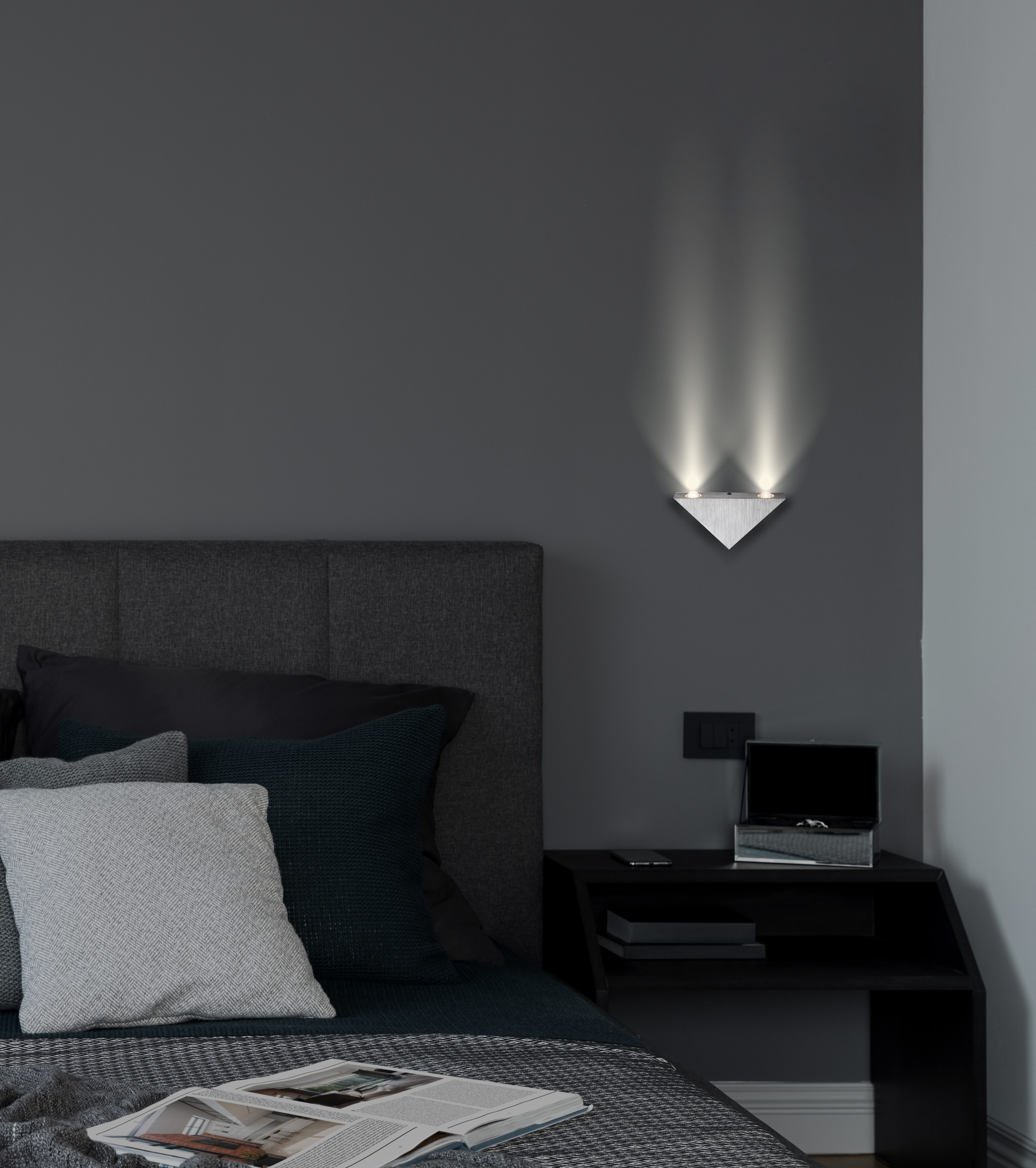 GLOBO LIGHTING LED Wandleuchte GORDON, LED fest integriert, Warmweiß, Wandlampe/Dreieck/Aluminium/Wohnzimmer/Flur/3000K