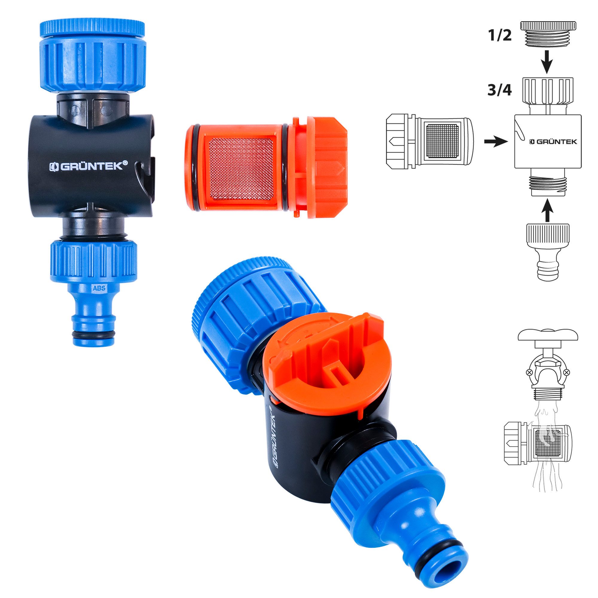 Schlauchadapter Leitungswasserfilter, Wasserfilter ideal für Garten und Regentonnen