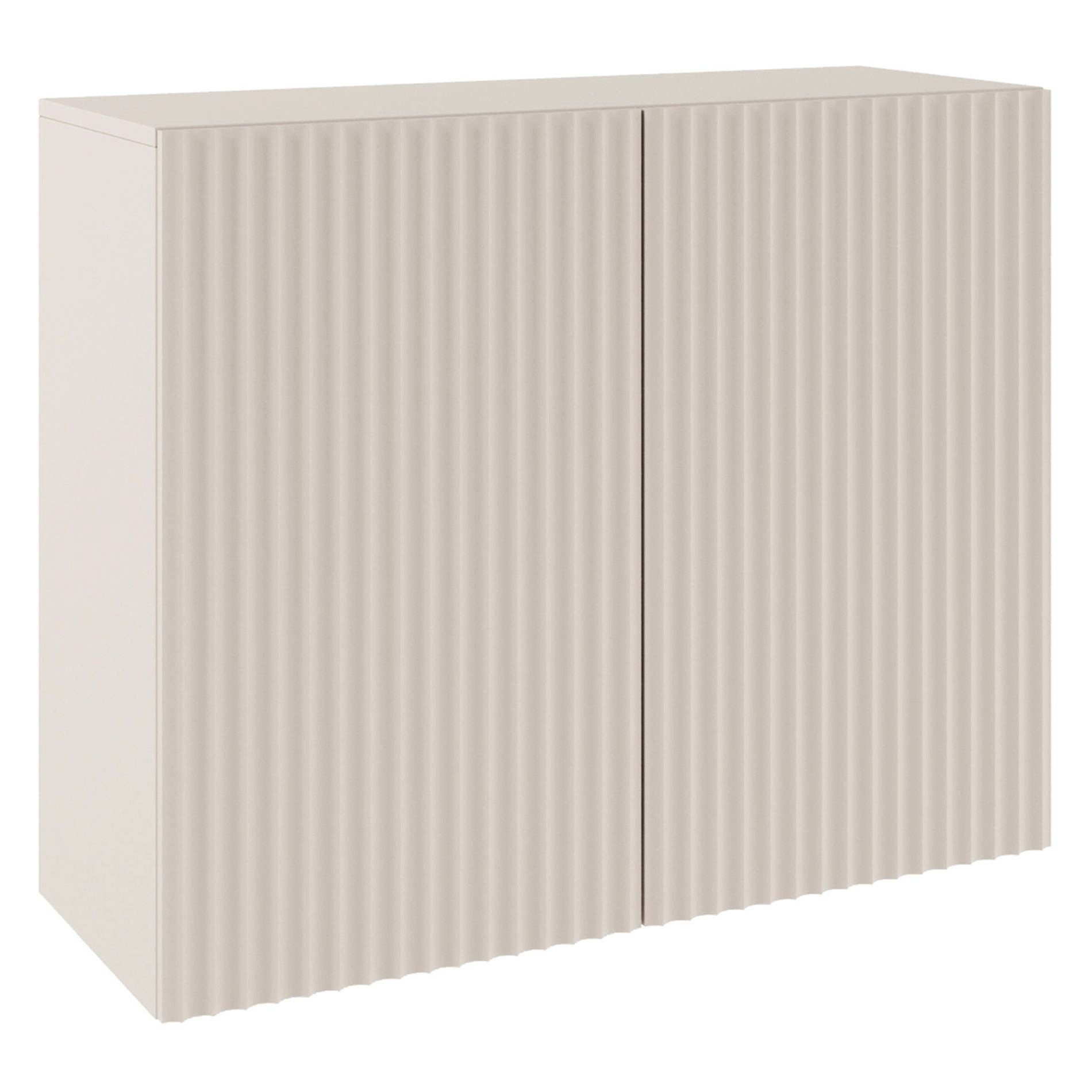 Selsey Sideboard SUNDS, Sideboard in Kaschmirbeige mit Lamellenfront & Push-to-Open