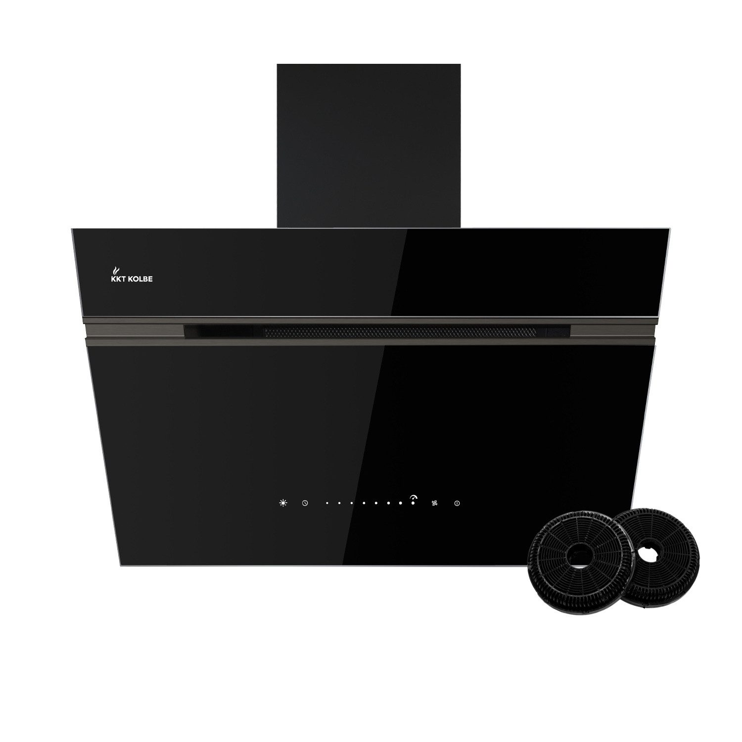 KKT KOLBE Wandhaube Dunstabzugshaube 60cm AURORA6005FB RGBW Ambientebeleuchtung Kopffreihaube / Umluft / Abluft / Smarte WiFi-App / Schwarz / Glas