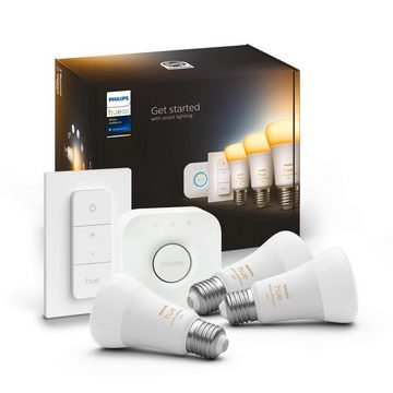 Philips Hue LED-Leuchtmittel Weiß E27 Ambiente LED Leuchtmittel Starter Set, E27, Warmweiß