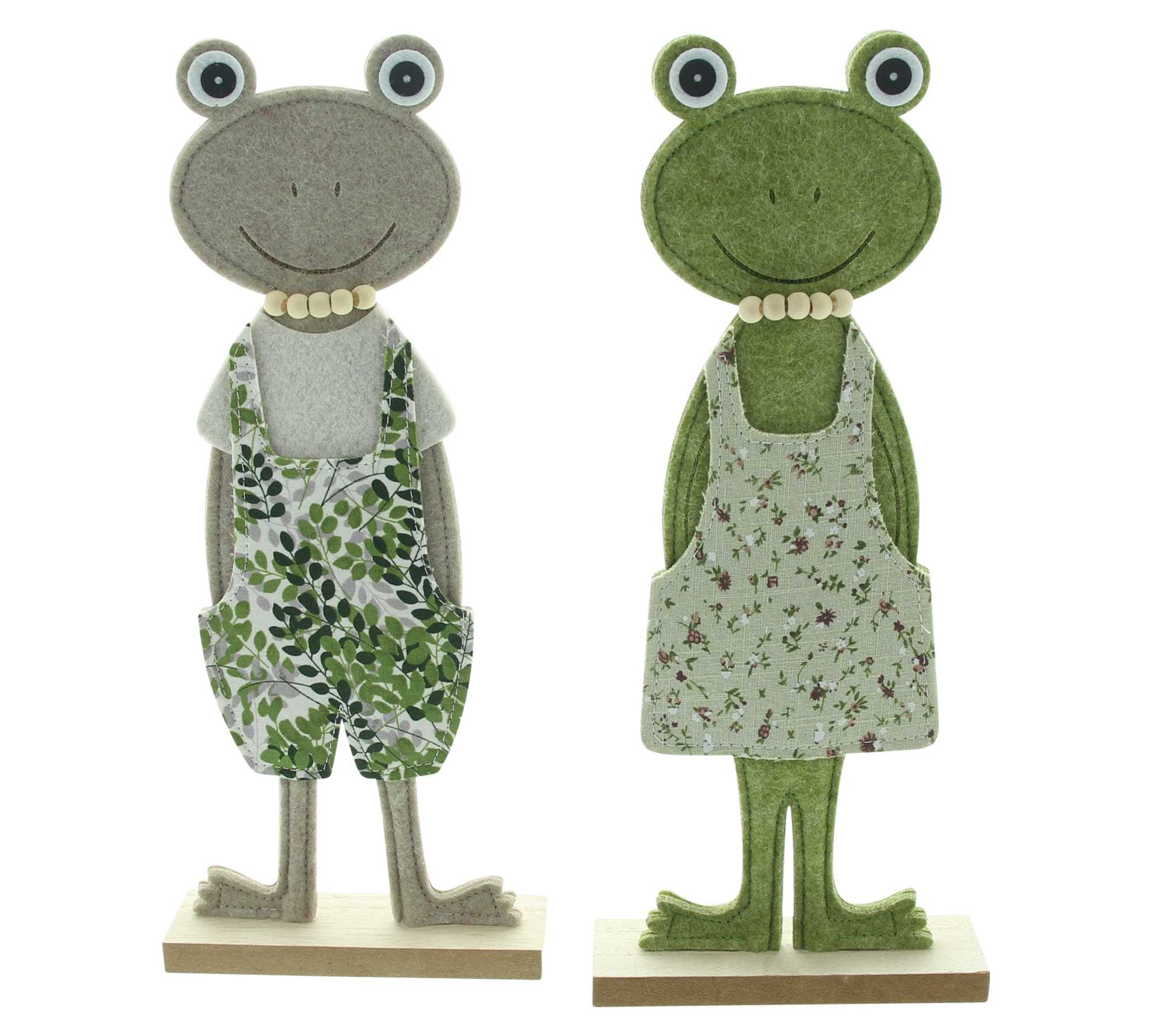 Dekoleidenschaft Dekofigur Frosch "Green Country" aus Filz, Froschpaar, Froschfiguren Deko Set (2 St., im Set), 31 cm hoch, Froschpärchen, Filzdeko aus recyceltem PET