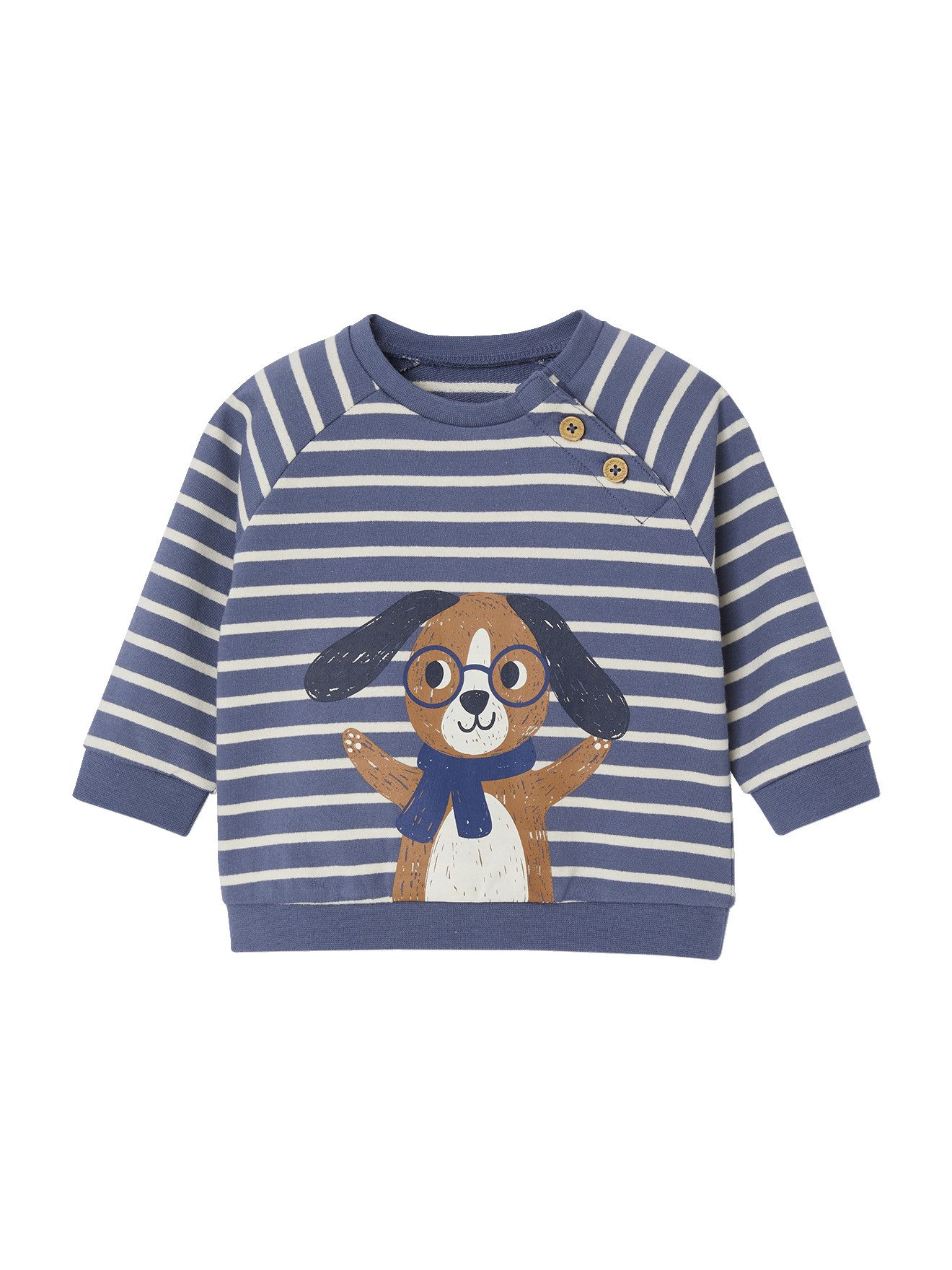 vertbaudet Sweatshirt Baby Sweatshirt, Streifen Knopfverschluss an den Schultern