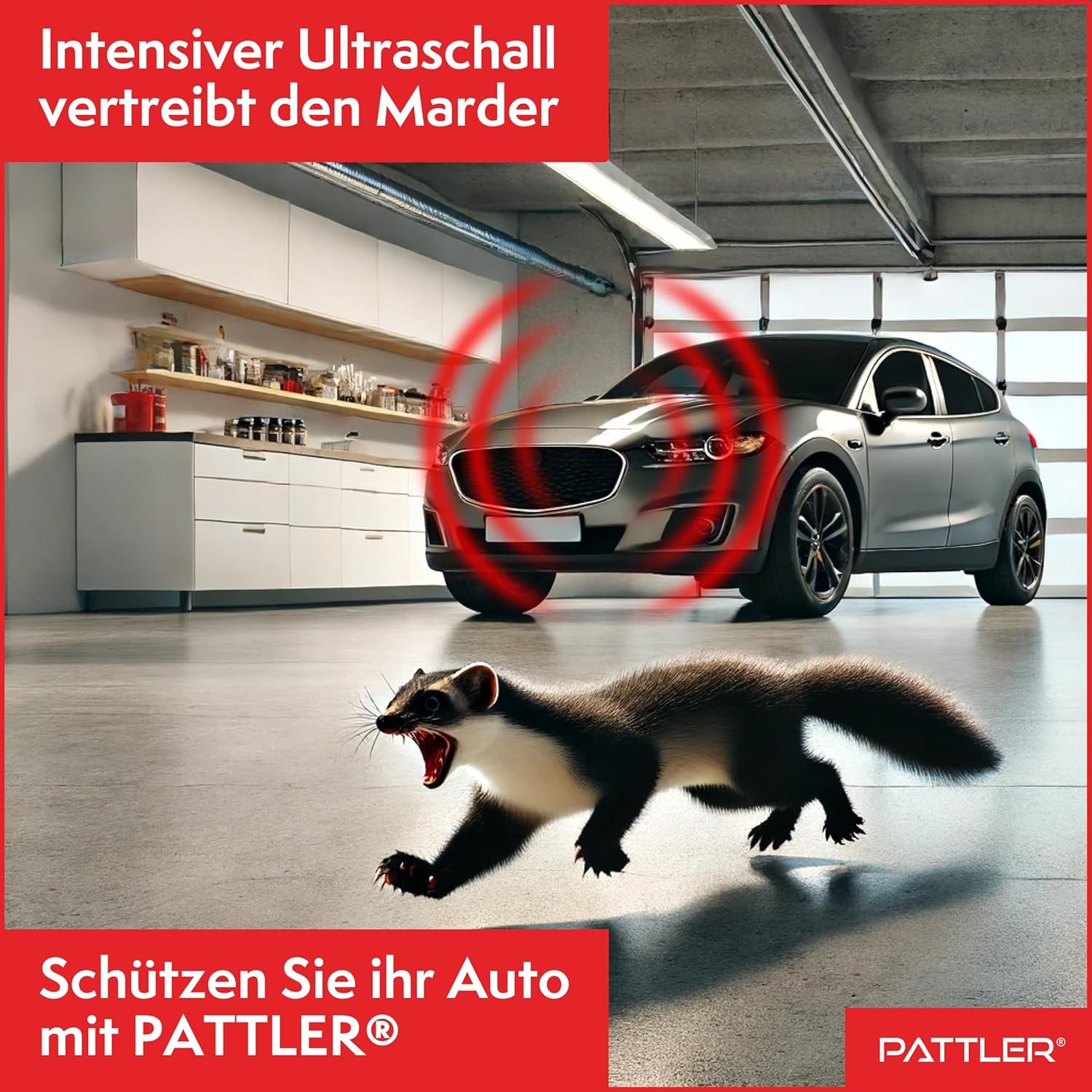 Pattler Ultraschall-Tierabwehr Marderschreck Auto Anschluss an 12V Autobatterie, Sofortiger & Langfristiger Marderschutz für Auto im Motorraum 2-tlg., Effektive – Bild 4 von 5