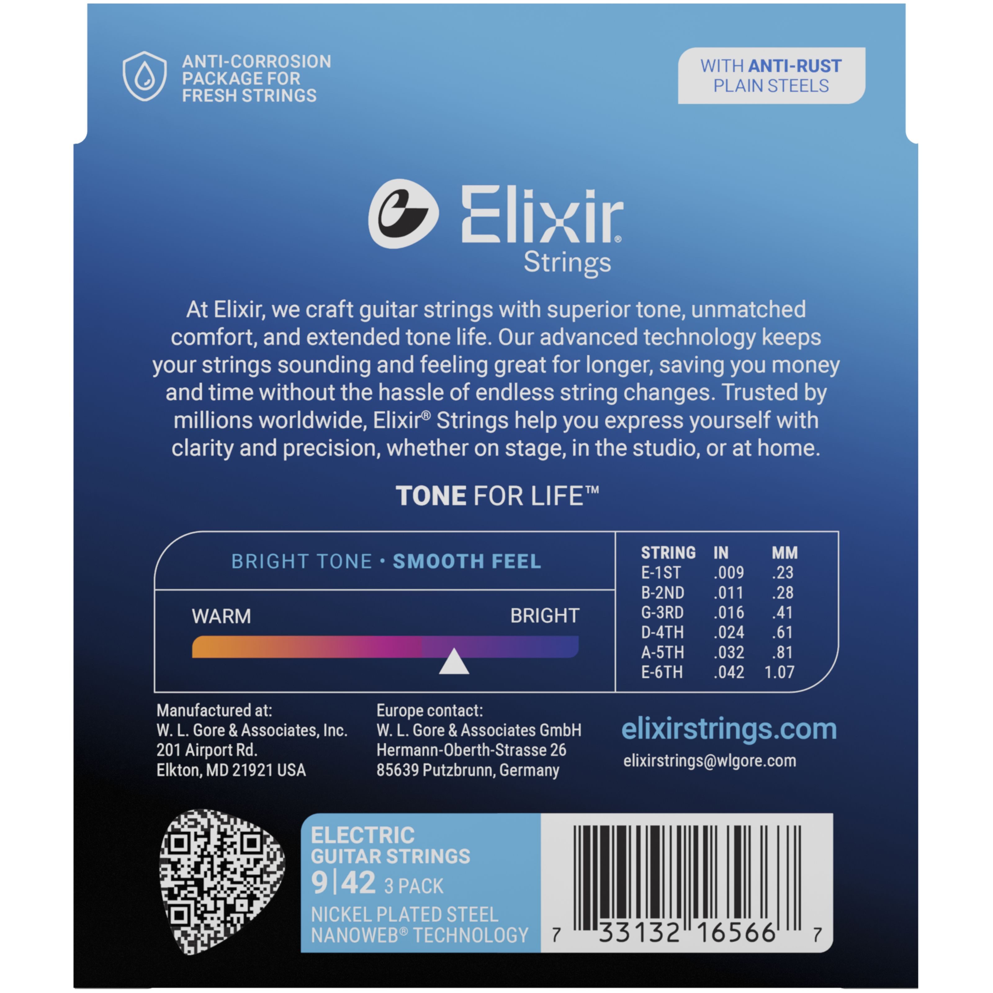 Elixir Saiten, 16566 Nanoweb Electric 09-42 - 3 Pack - E-Gitarrensaiten