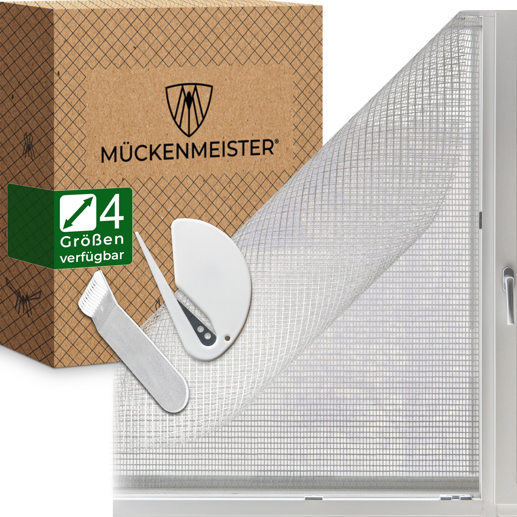 MÜCKENMEISTER Fliegengitter-Gewebe - Fliegengitter Fenster aus Glasfaser - zuschneidbar mit Klebestreifen, verschiedene Größen: 120x240, 130x150, 130x450, 170x180