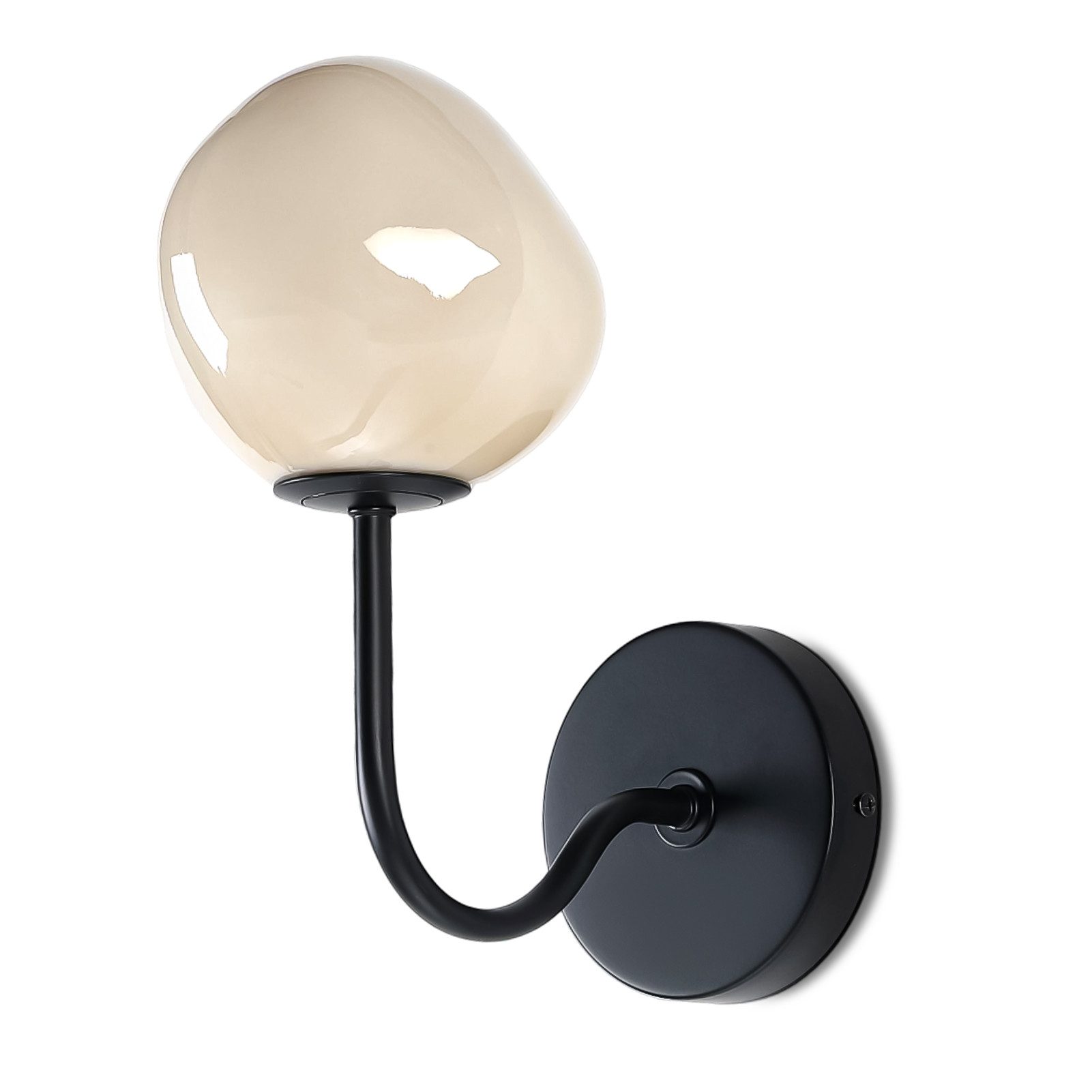 STANBOW Wandleuchte Wandlampe mit Glas-Schirm in unregelmäßiger Kugelform,Landhaus, ohne Leuchtmittel, schwarz matt, beige, G9, für Flur, Wohnzimmer, Schlafzimmer, Terrasse