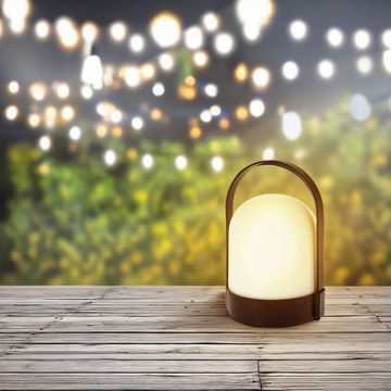 Spetebo LED Außen-Tischleuchte LED Garten Tischleuchte warm weiß - 21 x 13 cm, AN / AUS, LED fest integriert, warmweiß, Tischlampe mit Henkel Batterie betrieben