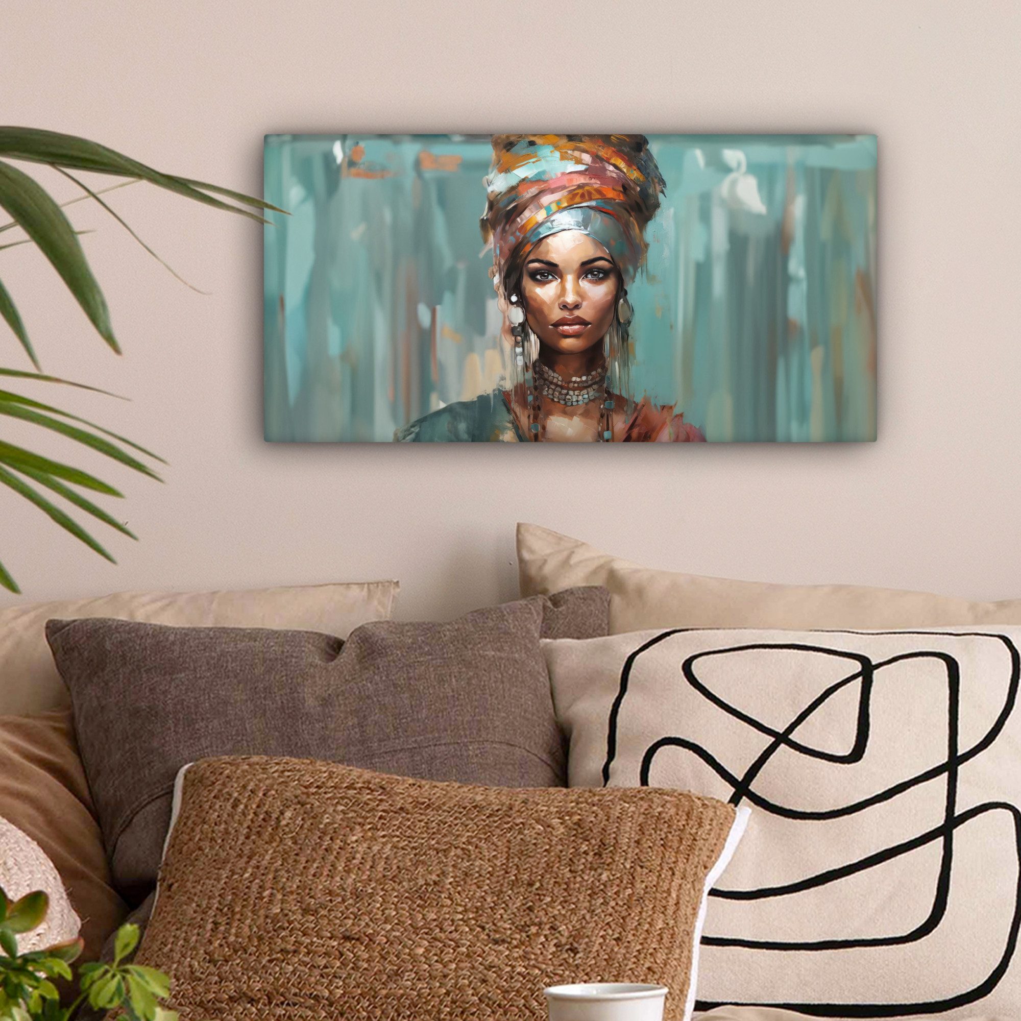 OneMillionCanvasses® Leinwandbild Panorama Frau - Kunst - Schmuck - Porträt günstig online kaufen