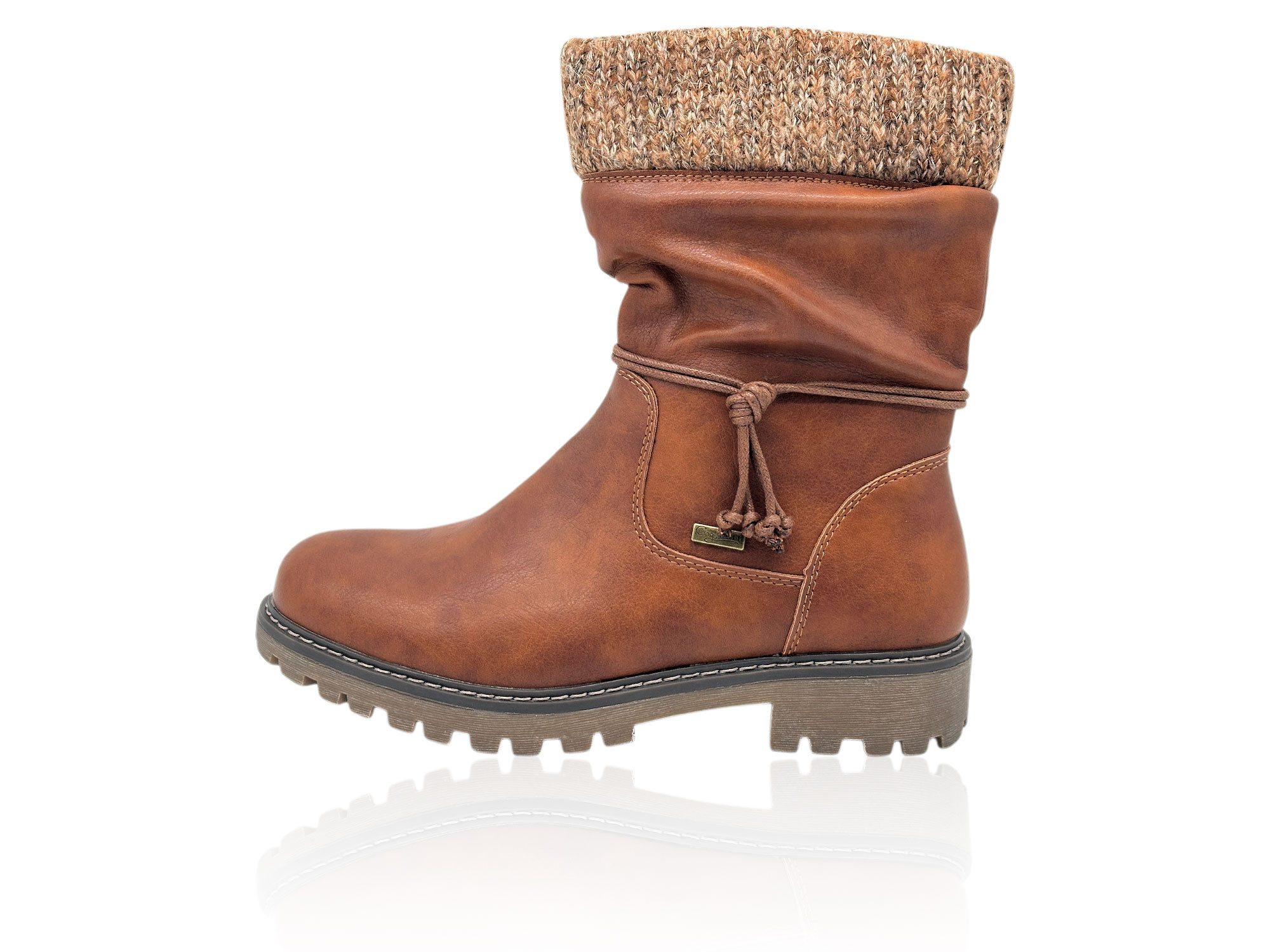 Nowaland Winterboots Damen mit Strickbund und dekorativer Schnürung Winterboots Mit weichem Strickbund, gerafftem Schaft und dekorativer Kordel