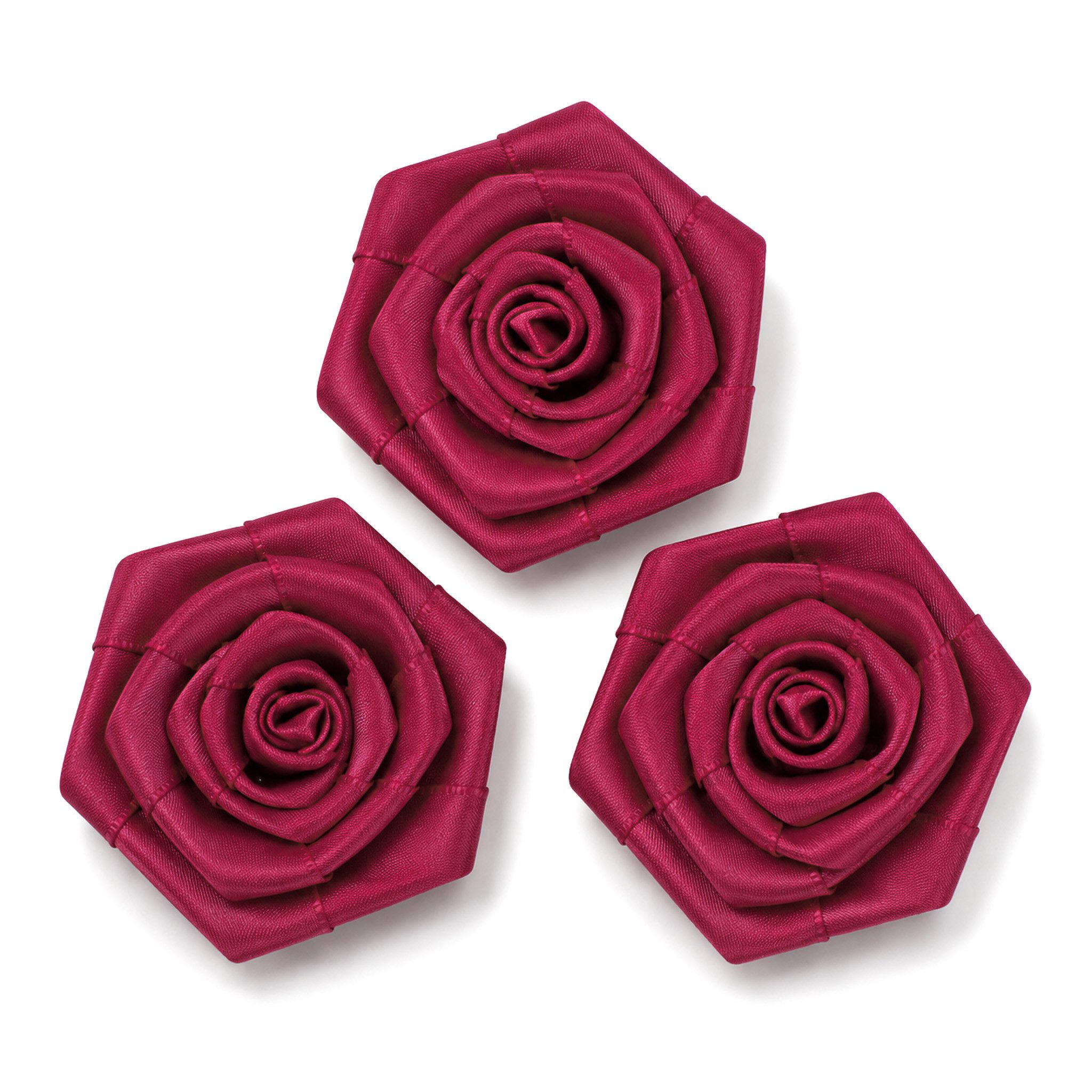 Creativery Streudeko, Satinrosen 6cm zum Basteln & Aufnähen 3 Stück Weinrot