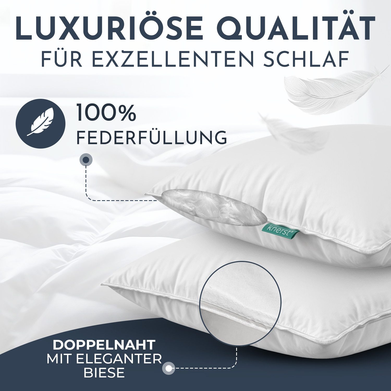 KNERST Federkopfkissen allergikerfreundliches Federkopfkissen, Füllung: Fed günstig online kaufen