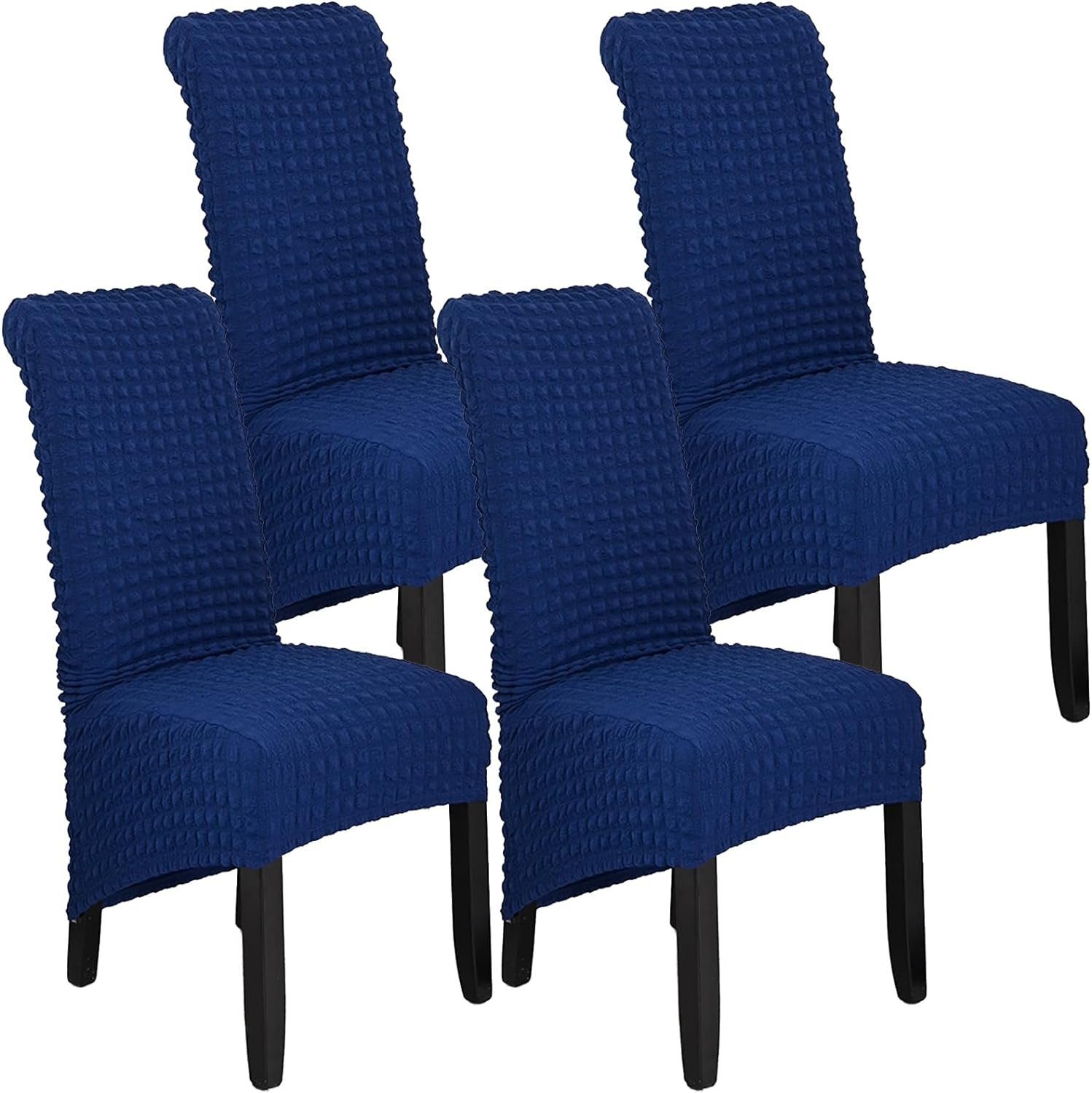 Stuhlhusse Stuhlhussen Stretch Stuhlbezüge Universal Abnehmbarer 6 Stück Blau, UE Stock
