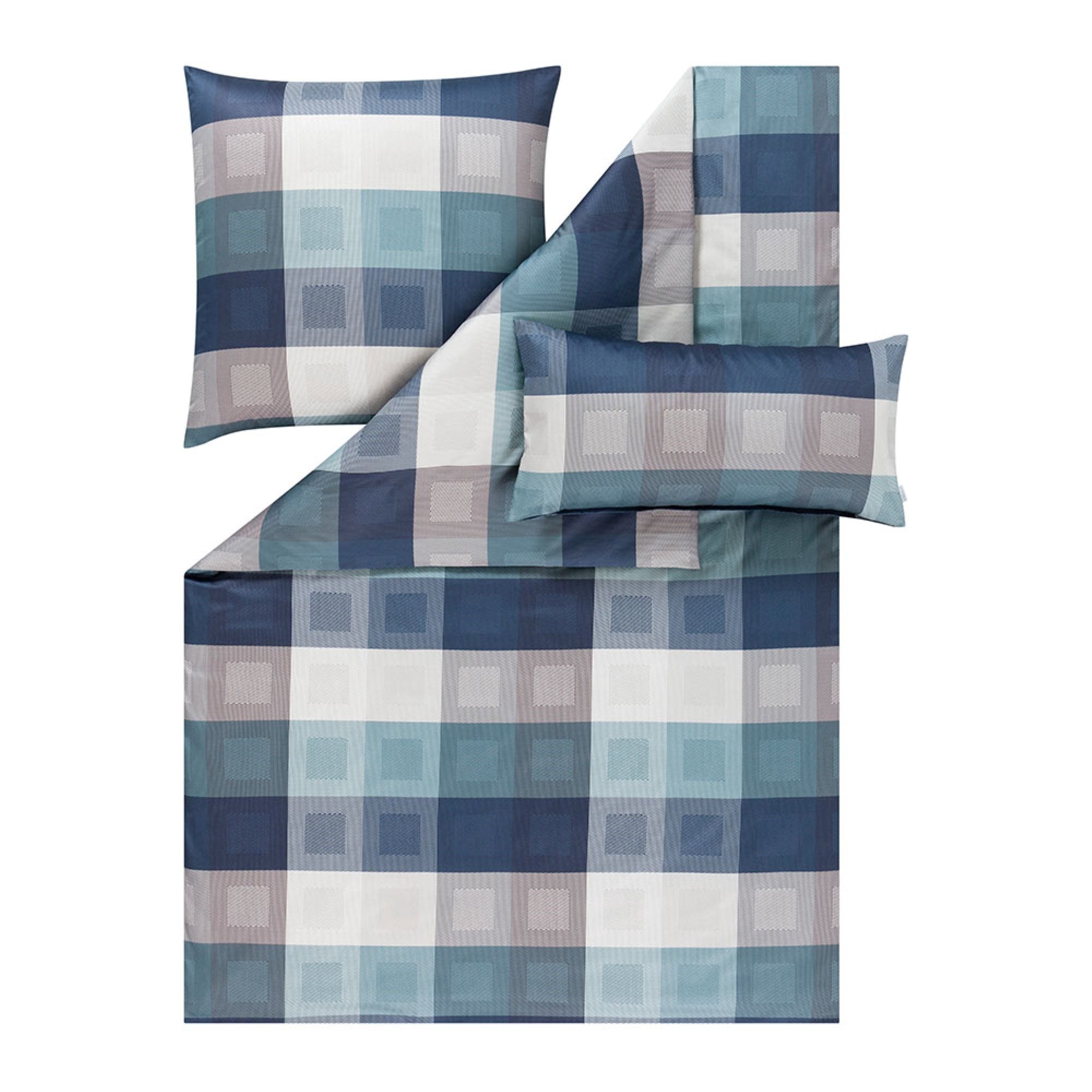 Estella Bettwäsche Estella Schweizer Premium Satin Bettwäsche 135x200 Armando navy Karo, Schweizer Premium Satin, 2 teilig, für Sommer und Winter