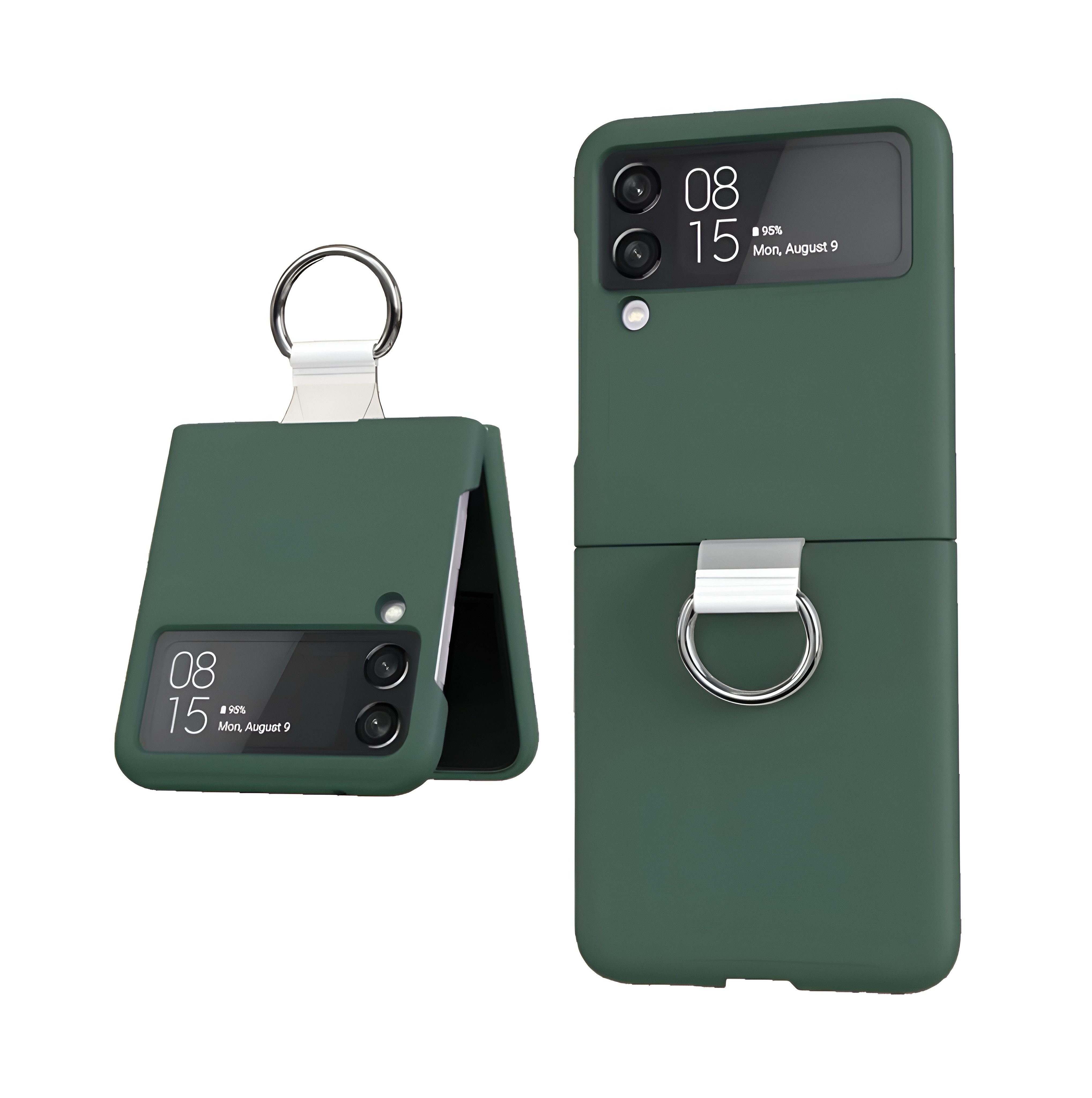 CULTZEN Smartphone-Hülle Handyhülle Für Samsung Galaxy Z Flip 3 5G Design Ring Grün 6,7 Zoll, Robustes Individuelles Design Vollständiger Schutz Grün