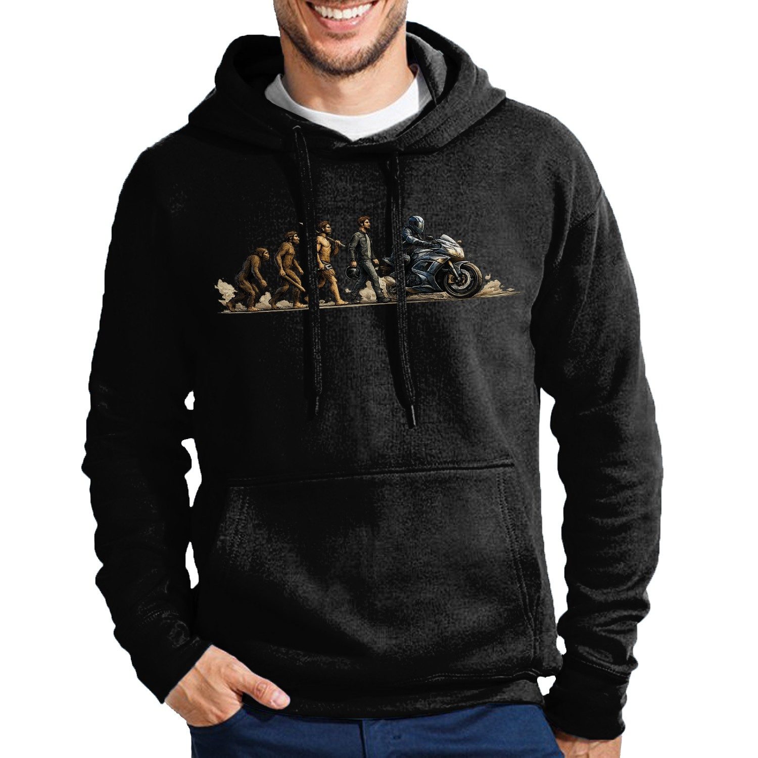 Hoodie Evolution Bike Herren Hoodie Motorradfahrer Radfahrer Design Druck