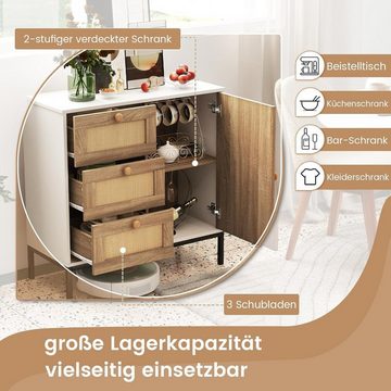 KOMFOTTEU Sideboard Küchenschrank, mit Türen & Schuladen, 80 x 35 x 80,5 cm