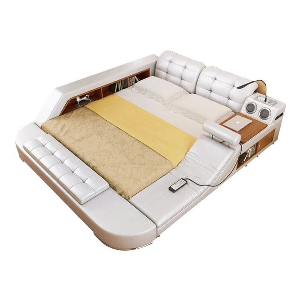 JVmoebel Polsterbett Luxuriöses Lederbett mit USB und praktischer Polsterung, Made in Europa