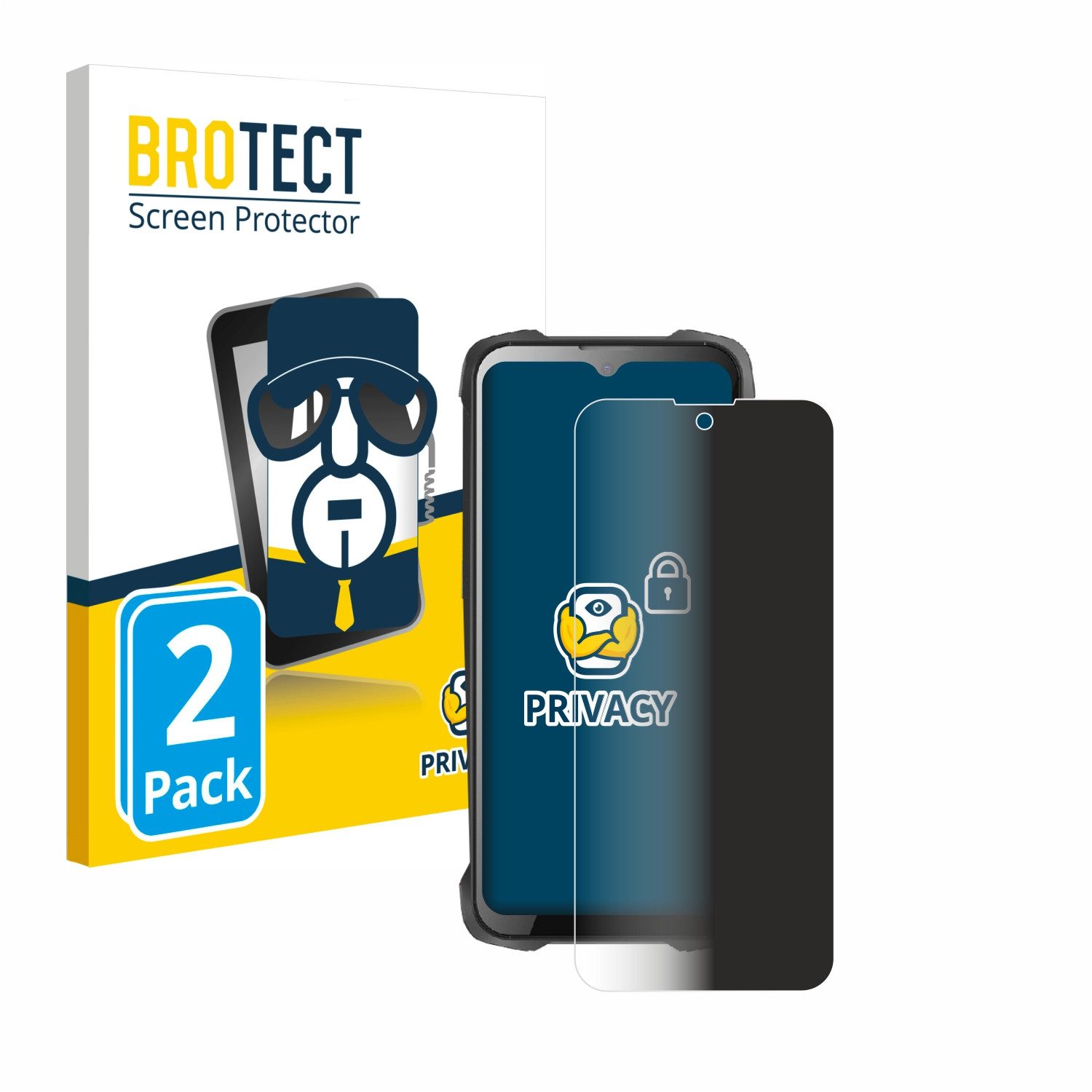 BROTECT Displayschutzfolie Sichtschutzfolie für Cubot King Kong 9, 2 Stück, Anti-Spy Privacy Sichtschutz Blickschutzfolie Blaulicht-Schutz