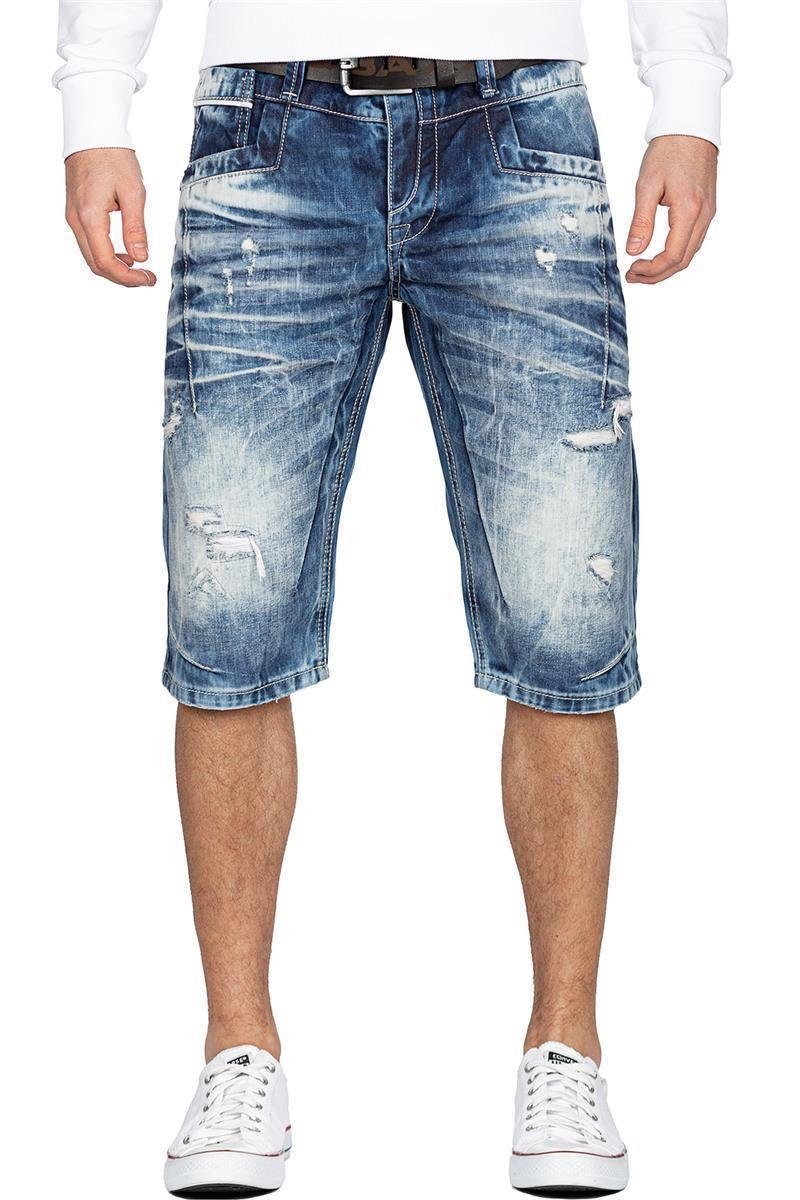 Cipo & Baxx Jeansshorts Herren Kurze Hose 20CB13-BANS mit destroyed Effekten