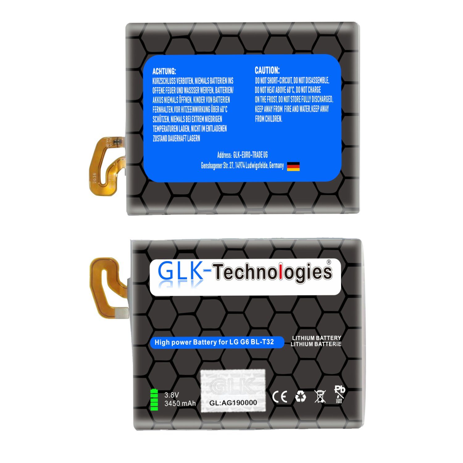 GLK-Technologies High Power Ersatzakku H872 GLK-Technologies G6 LG LS993 VS998, Battery, Set H871 Ohne Akku, accu, kompatibel Smartphone-Akku 3450 mAh H870 3450 mit G6+ mAh