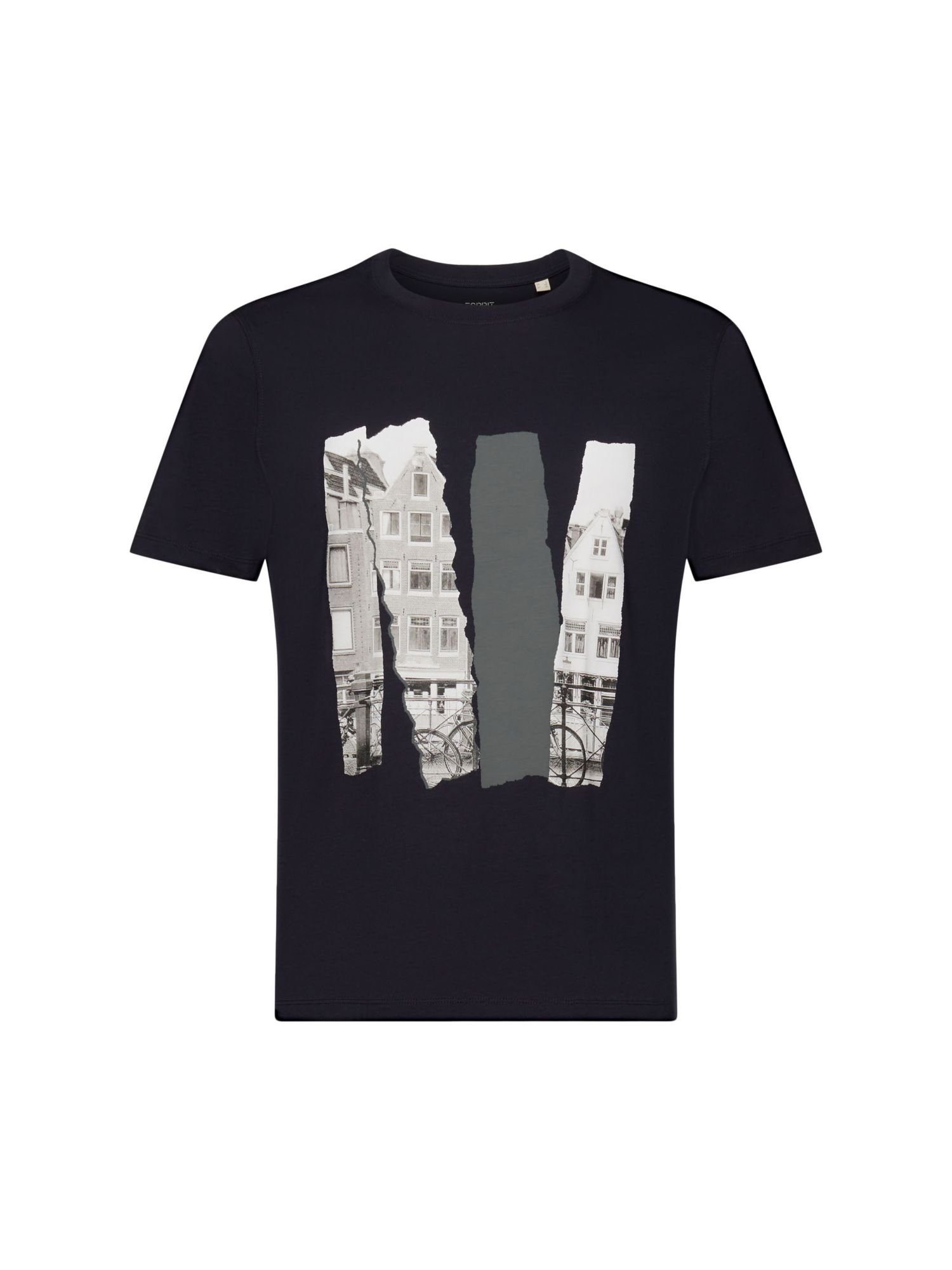 Esprit T-Shirt Rundhals-T-Shirt mit Print, 100 % Baumwolle (1-tlg) NAVY | T-Shirts