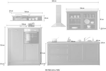 Kochstation Küche Jasmin, 344 cm,breit, wahlweise mit oder ohne E-Geräte