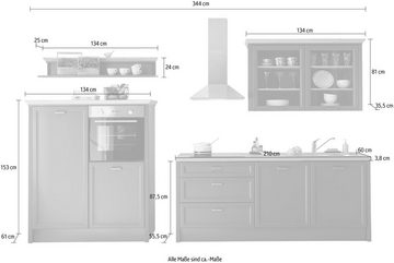 Home affaire Küchenzeile Jasmin, 344 cm,breit, wahlweise mit oder ohne E-Geräte
