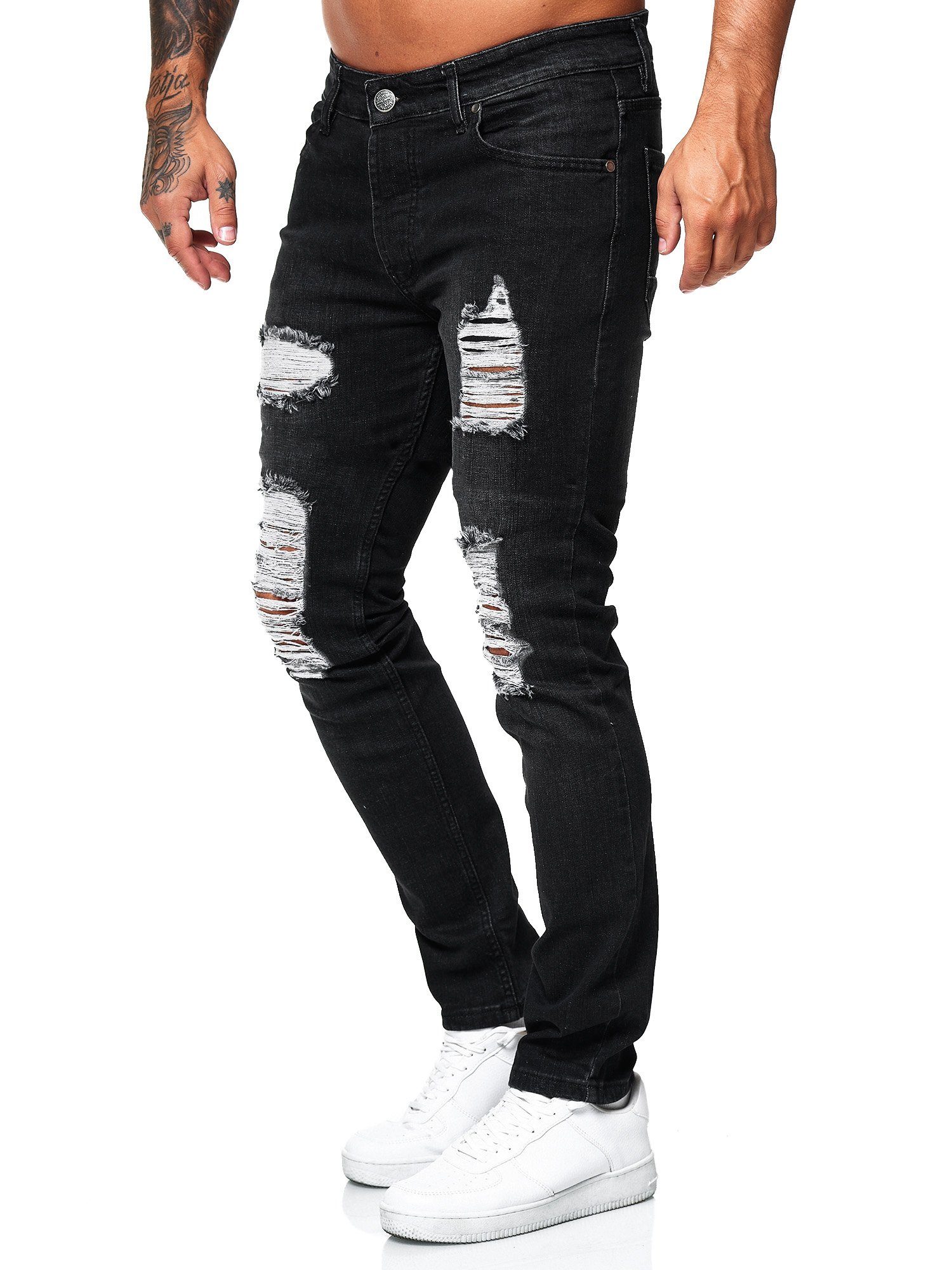 Bootcut, Freizeit Straight-Jeans OneRedox Business 1-tlg) 5122C-Black Casual Designerjeans (Jeanshose